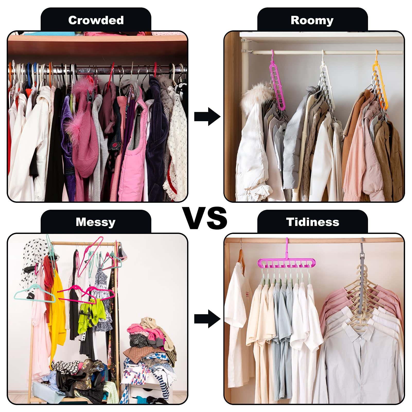 Closet Organizers And Storage,College Dorm Room Essentials, Multifunctional Organizer Magic Space Saving Hangers With 9 Holes St