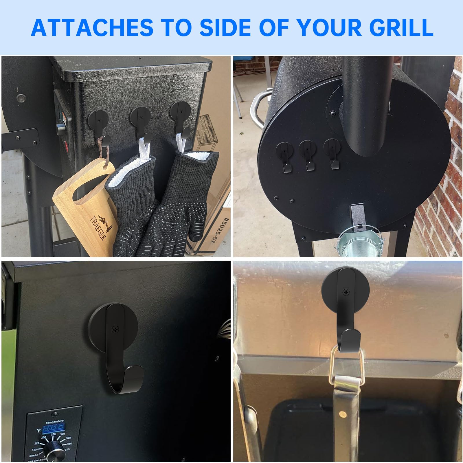 Irondiy 3 Pack Magnetic Grill Hooks,Outdoor Magnet Hooks For Grills,Grills Magnetic Hooks For Kitchen,Grill Accessories For Hang