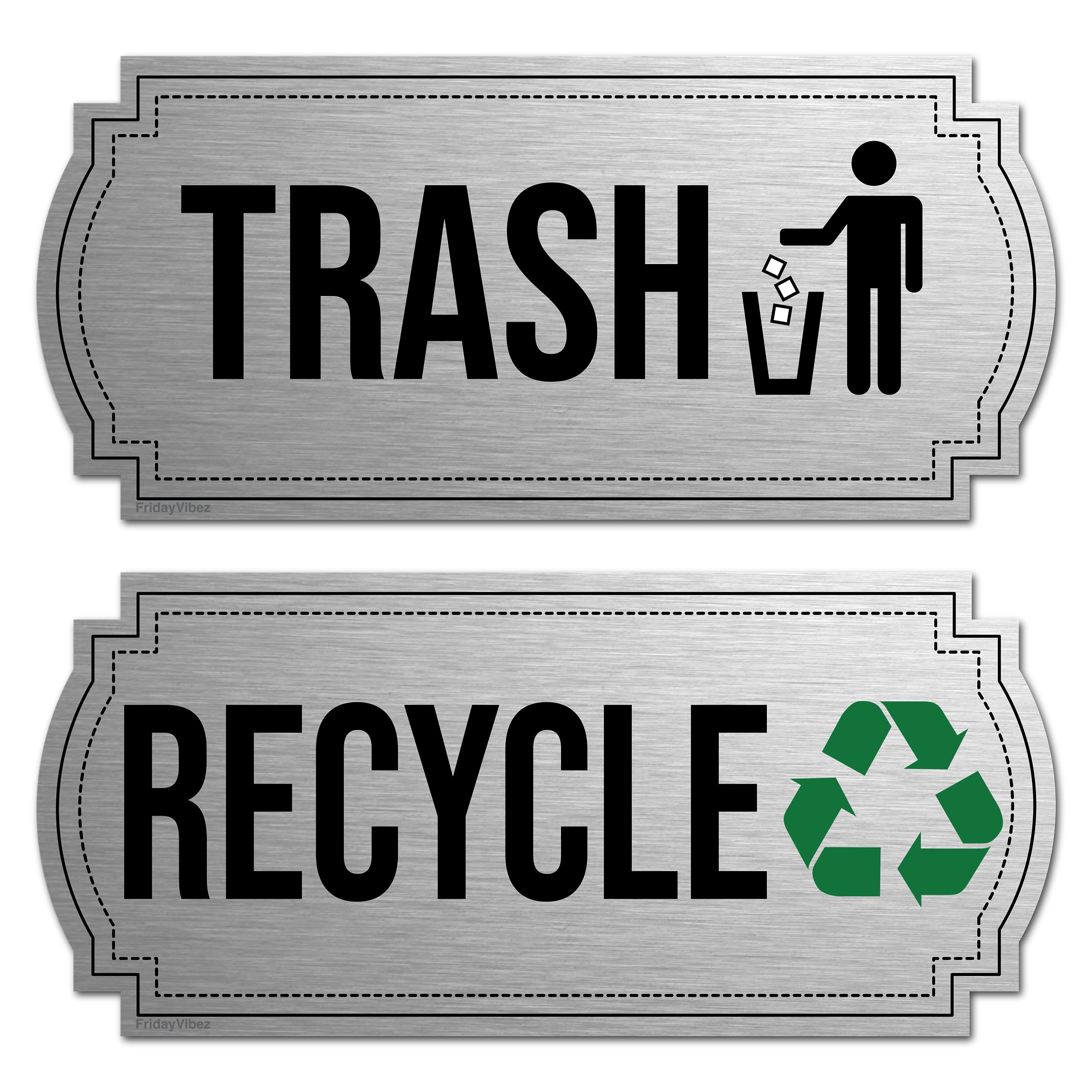Recycle And Trash Magnets For Kitchen Cans And Recycling Bins, Dual Trash And Recycle Magnet For Garbage Can Logo Symbol, 2 Magn