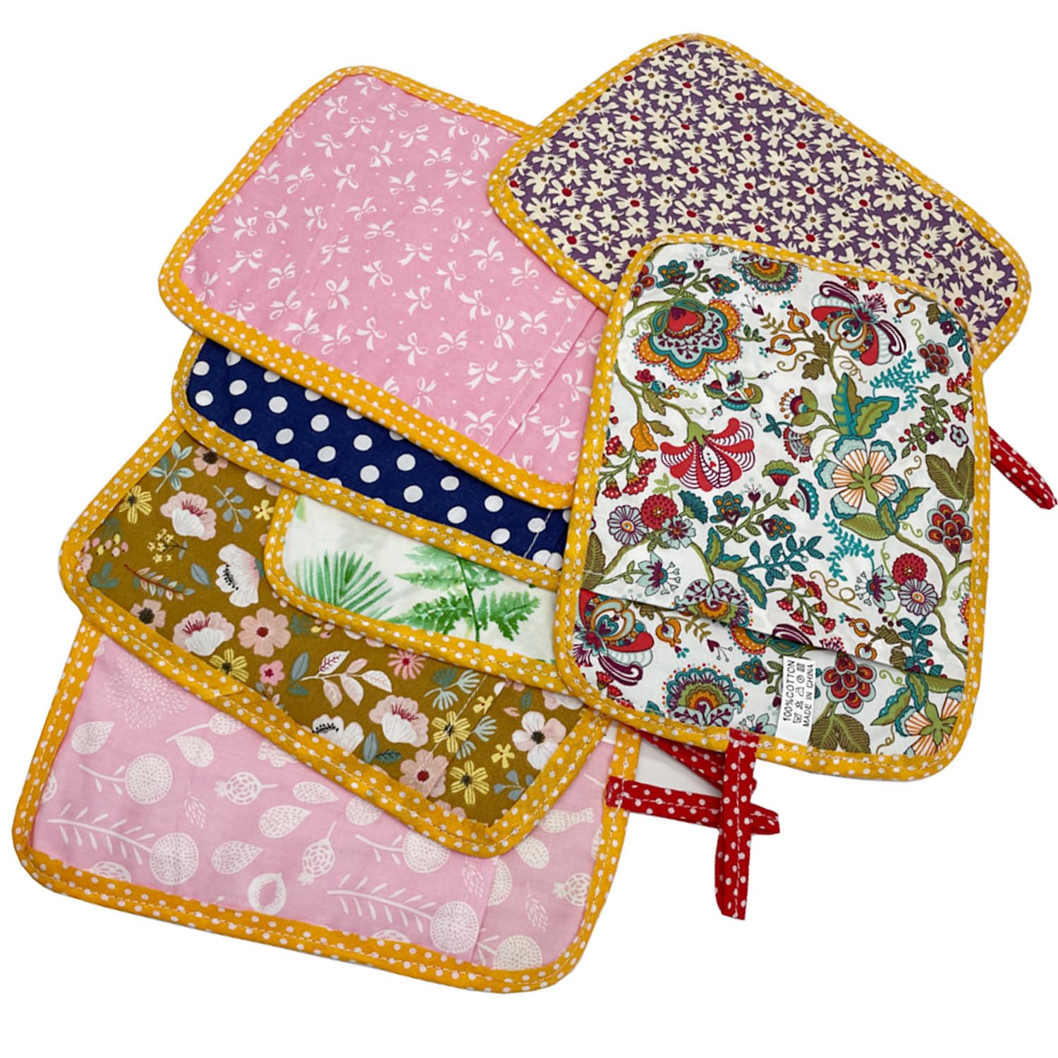 Jukway 2Pcs Beautiful Cotton Pot Holders For Kitchen, 100% Cotton Fabric Handmade Patchwork Table Mats Set, Heat Resistant Mat P