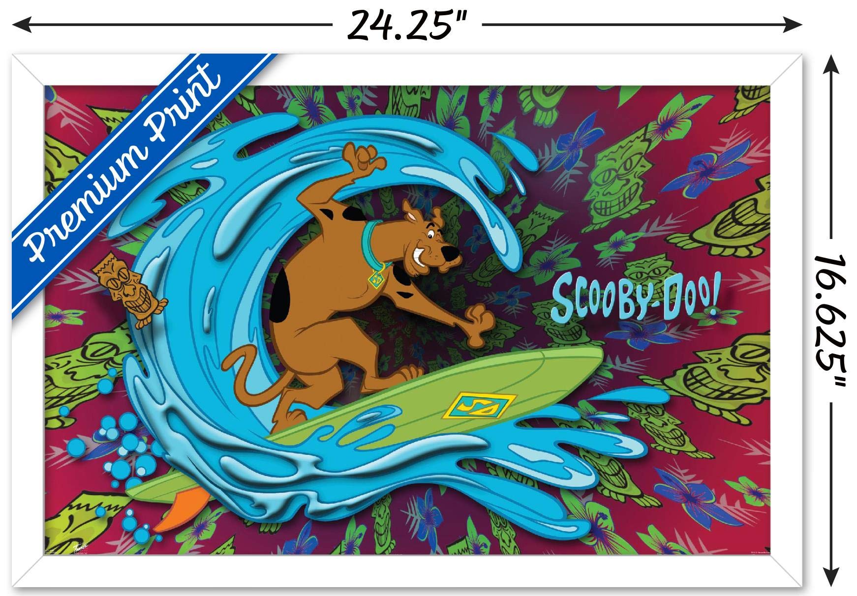 Trends International Scooby-Doo - Surf Wall Poster, 14.725'' X 22.375'', White Framed Version