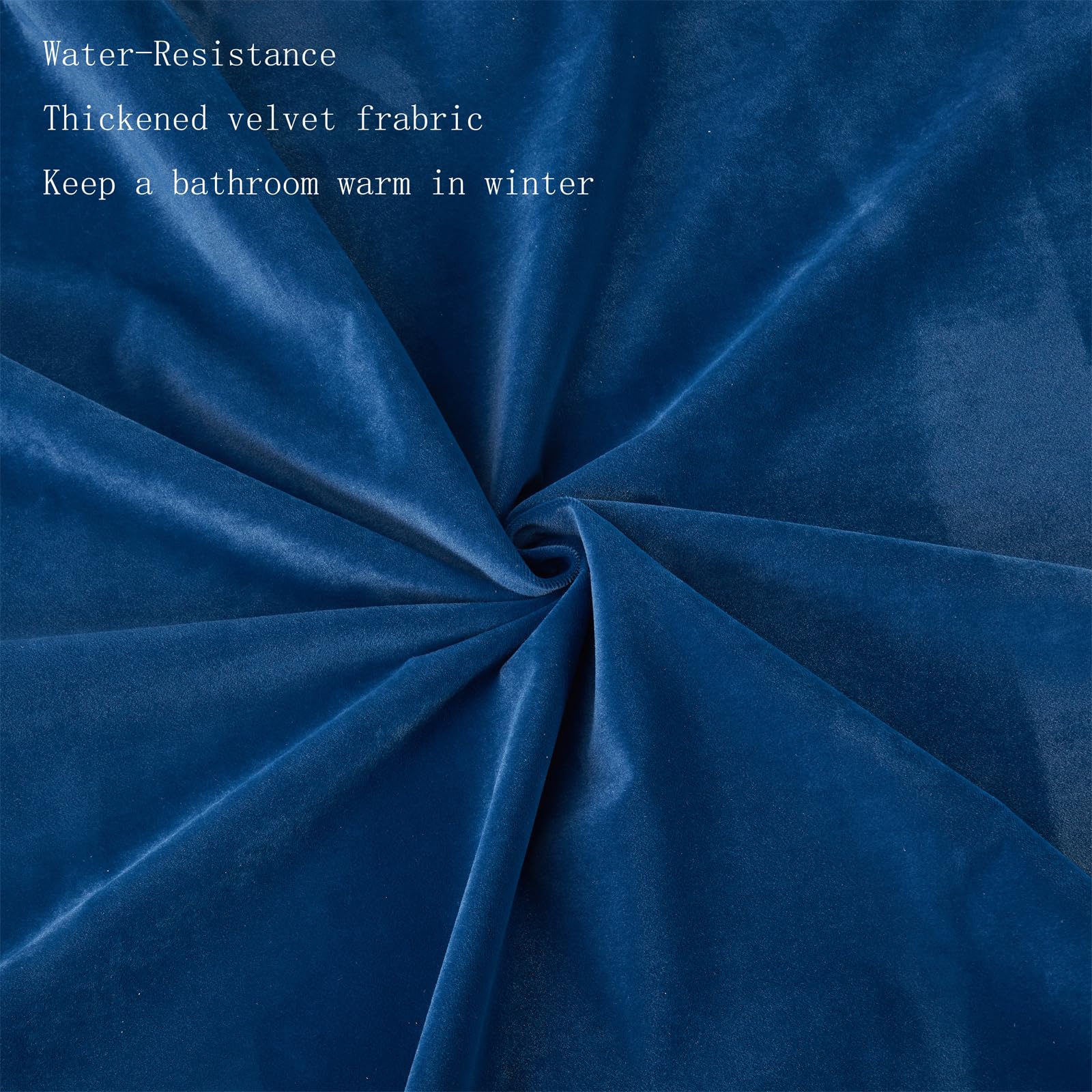 Navy Blue Shower Curtains For Bathroom, Navy Blue Velevt Shower Curtain,Luxury 260 Gsm Heavy-Duty Fabric Curtain With Hooks, Was