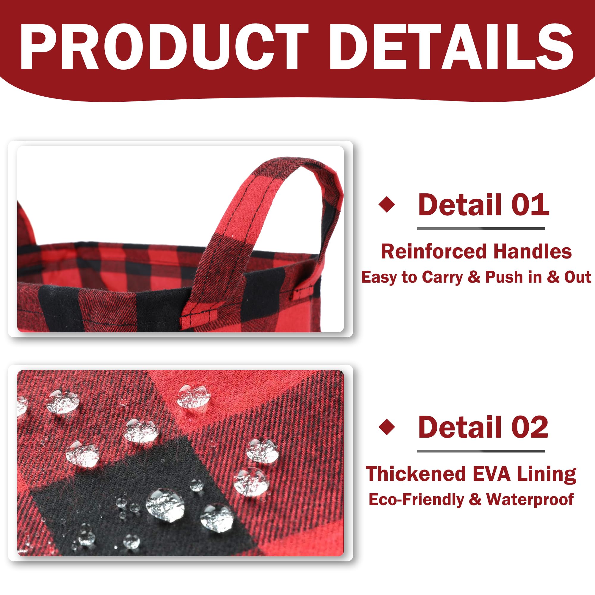 Kaaltisy Classic Buffalo Collapsible Basket, 3 Pack Storage Basket Set Buffalo Plaid Shelf Basket Decorative Organizing Baskets