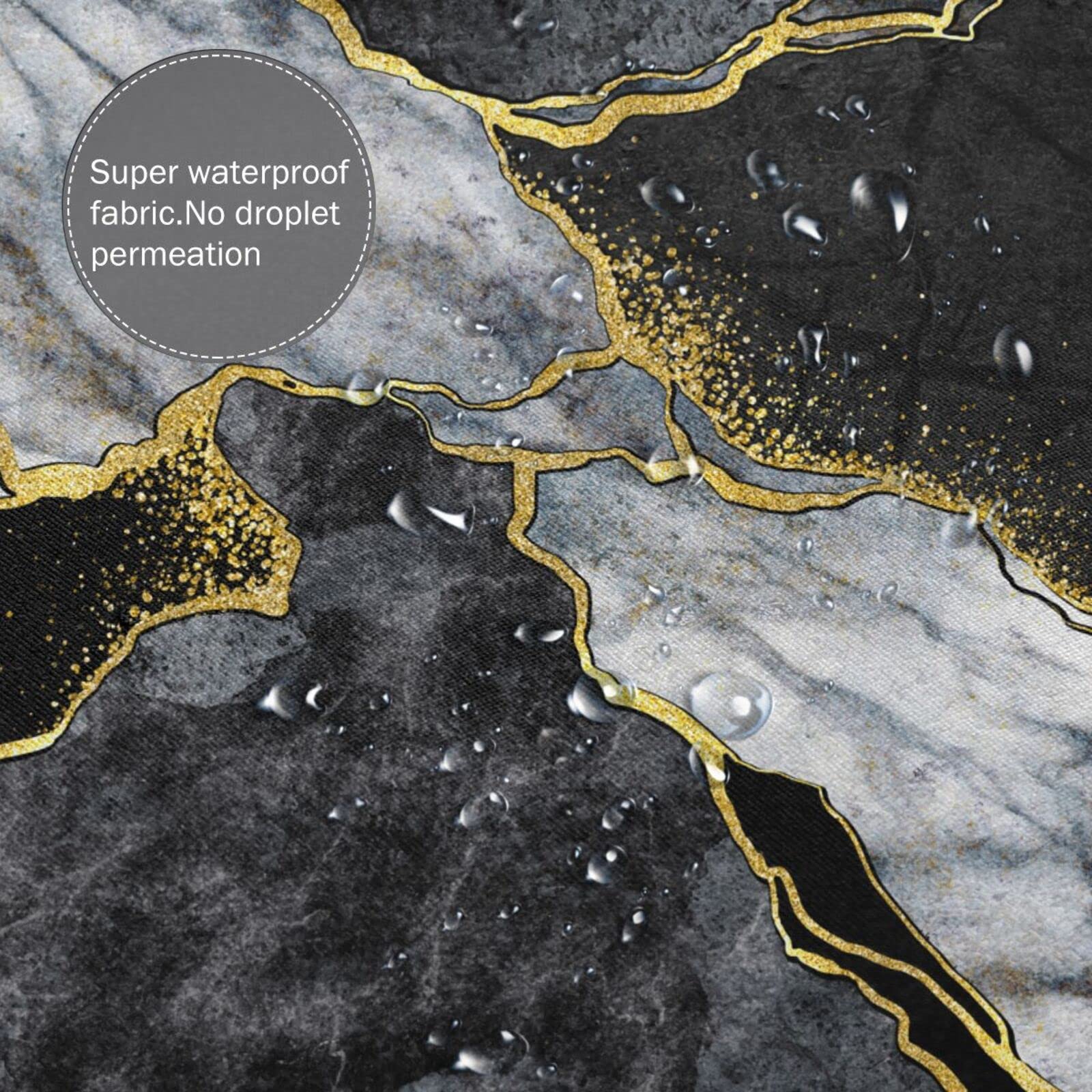 Domoku Black Gold Marble Shower Curtain Black Golden Cracked Lines Abstract Modern Shower Curtain for Bathroom Decor Waterproof Texture Washable Fabric Shower Curtain 72 X 72