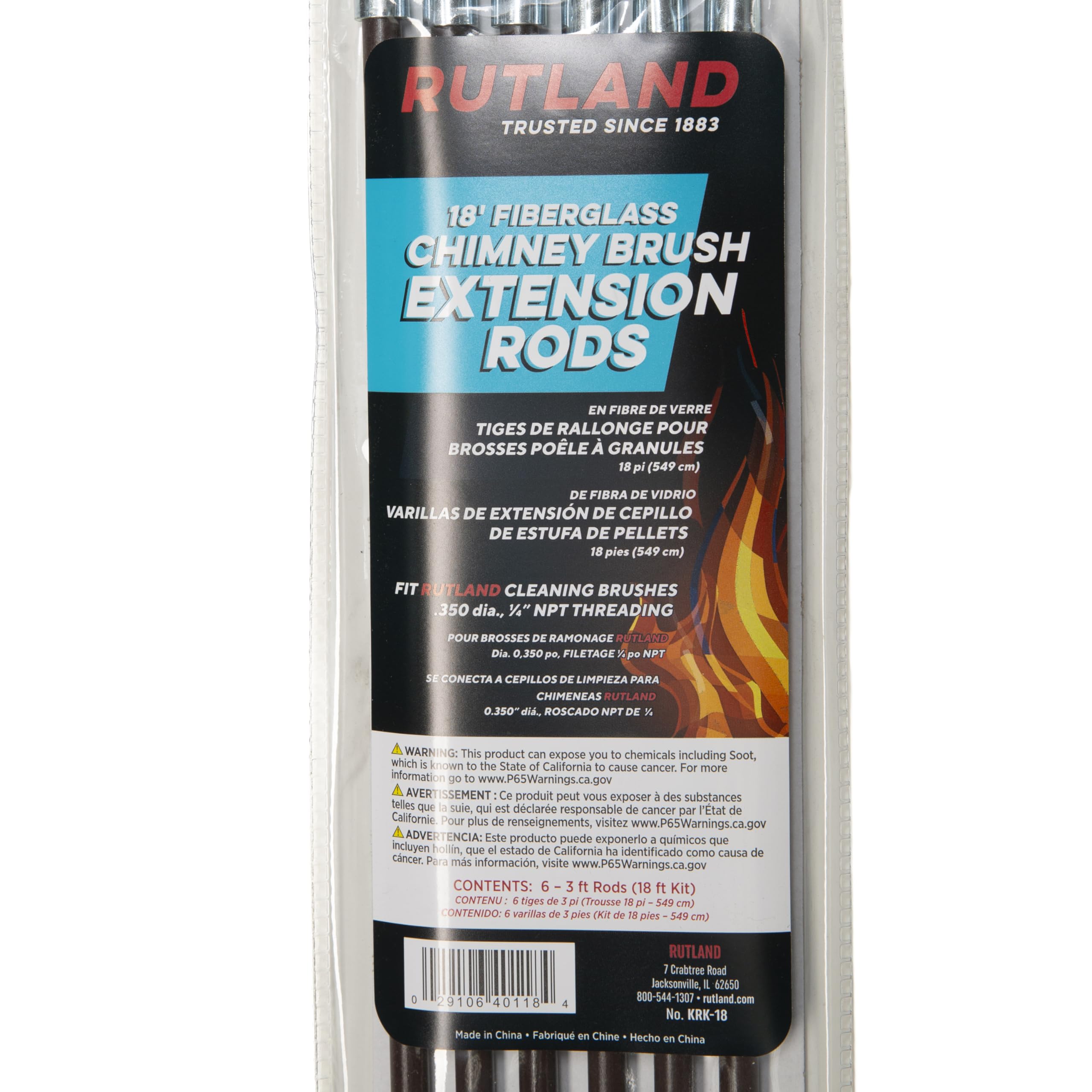 Rutland Krk-18 Fiberglass Chimney Brush Rod Kit