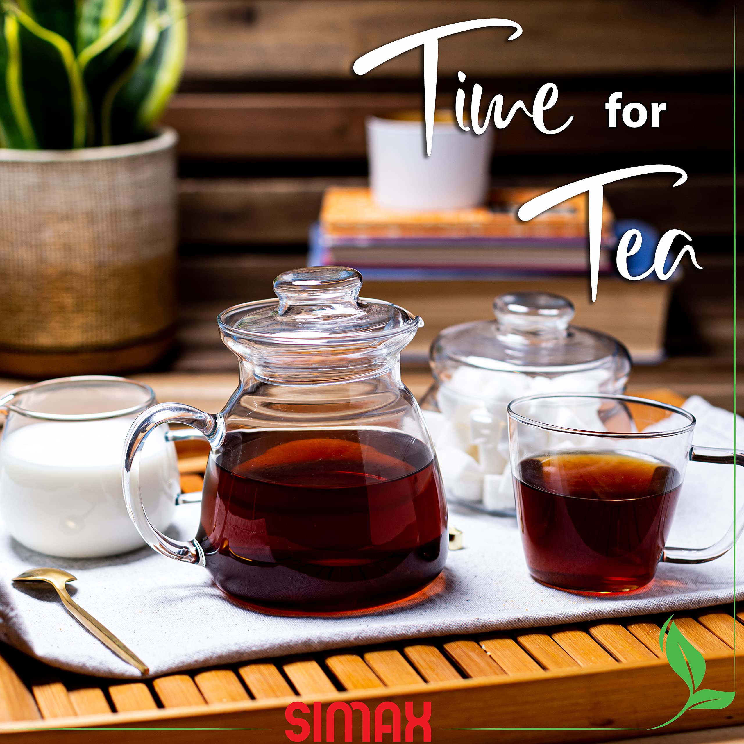 Simax Glassware 20 Oz. Glass Teapot | Short Spout, Microwave And Stovetop Safe, Heat, Cold, And Thermal Shock Resistant Borosili