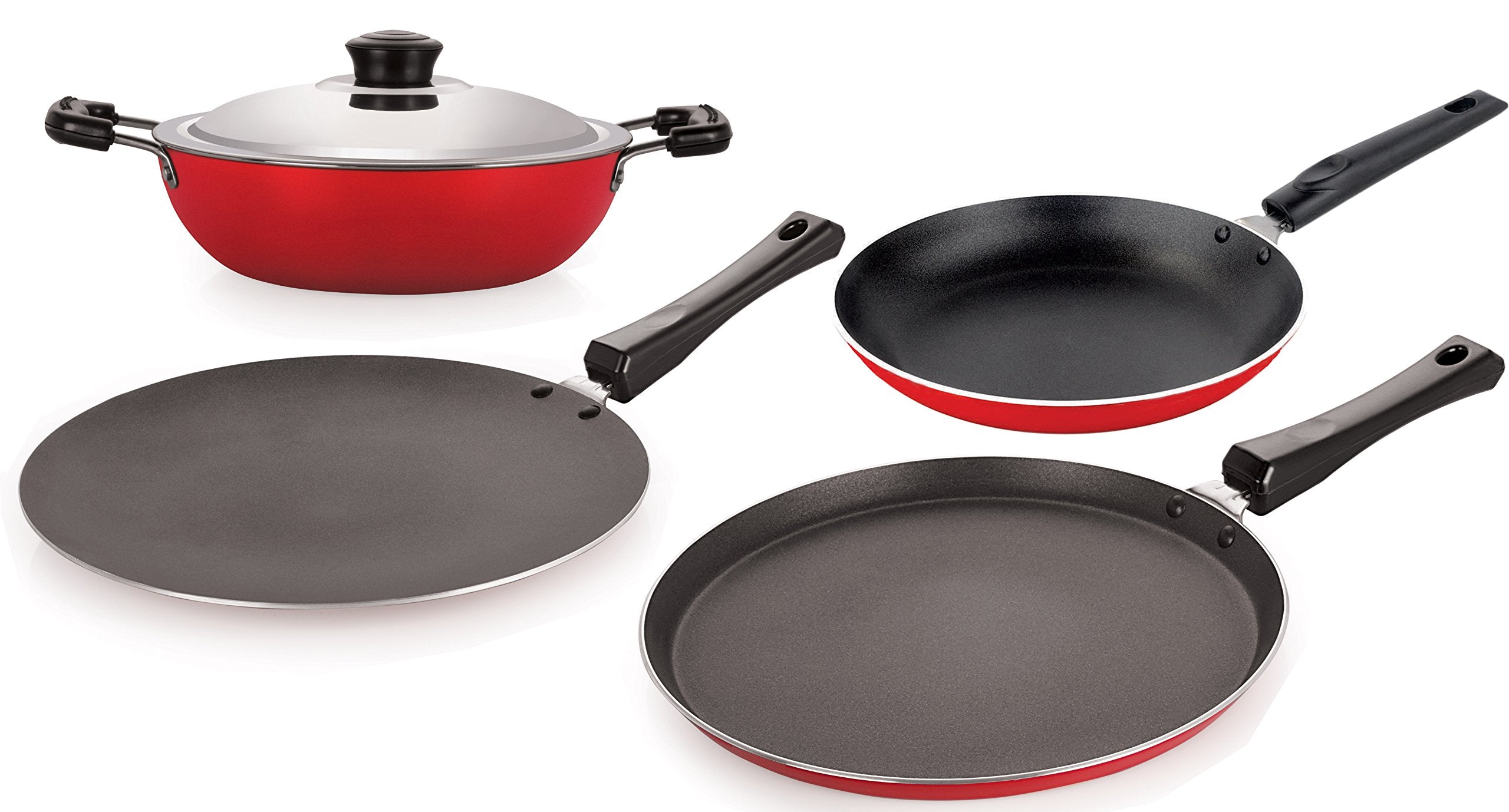 Nirlon NonStick Cookware Kitchen Cooking Essential Combo Set, (26_Ct_Dkdb_Tp_Ft10),Heavy Gauge Aluminium