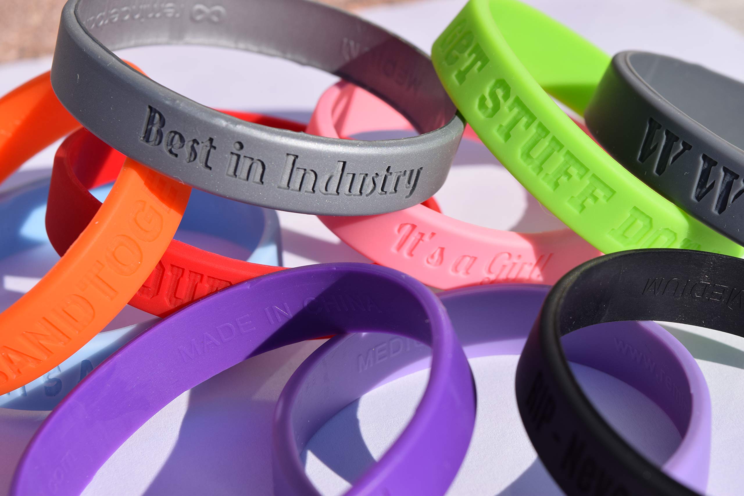 Reminderband Classic Custom 100 Silicone Wristband - Personalized Silicone Rubber Bracelet - Customized For Events, Gifts, Suppo