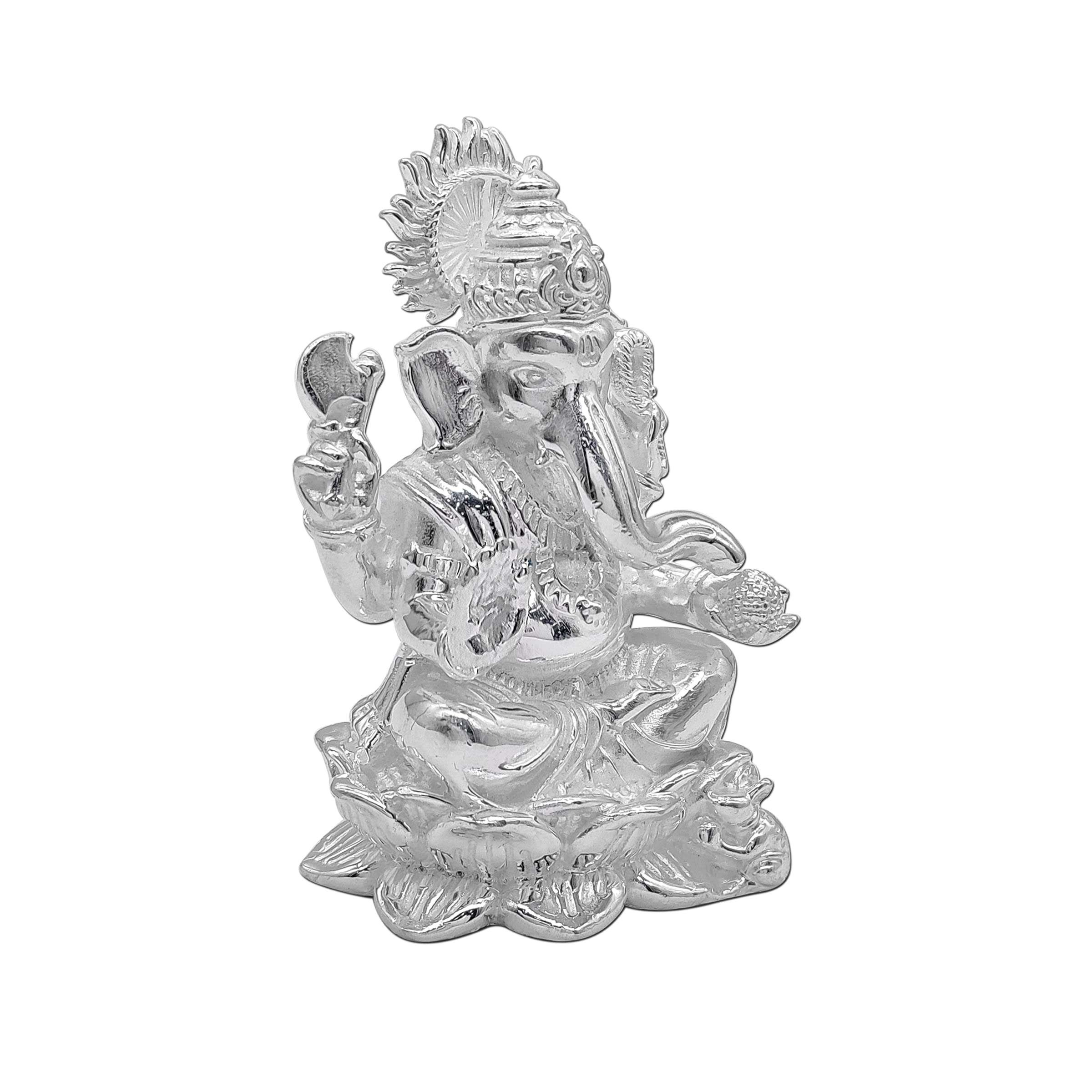 Maa Silver Pure Silver Ganesha Ganpati Ji Bis Hallmarked Solid Idol/Murti With Lotus Kamal Base Perfect For Gifting & Pooja Use