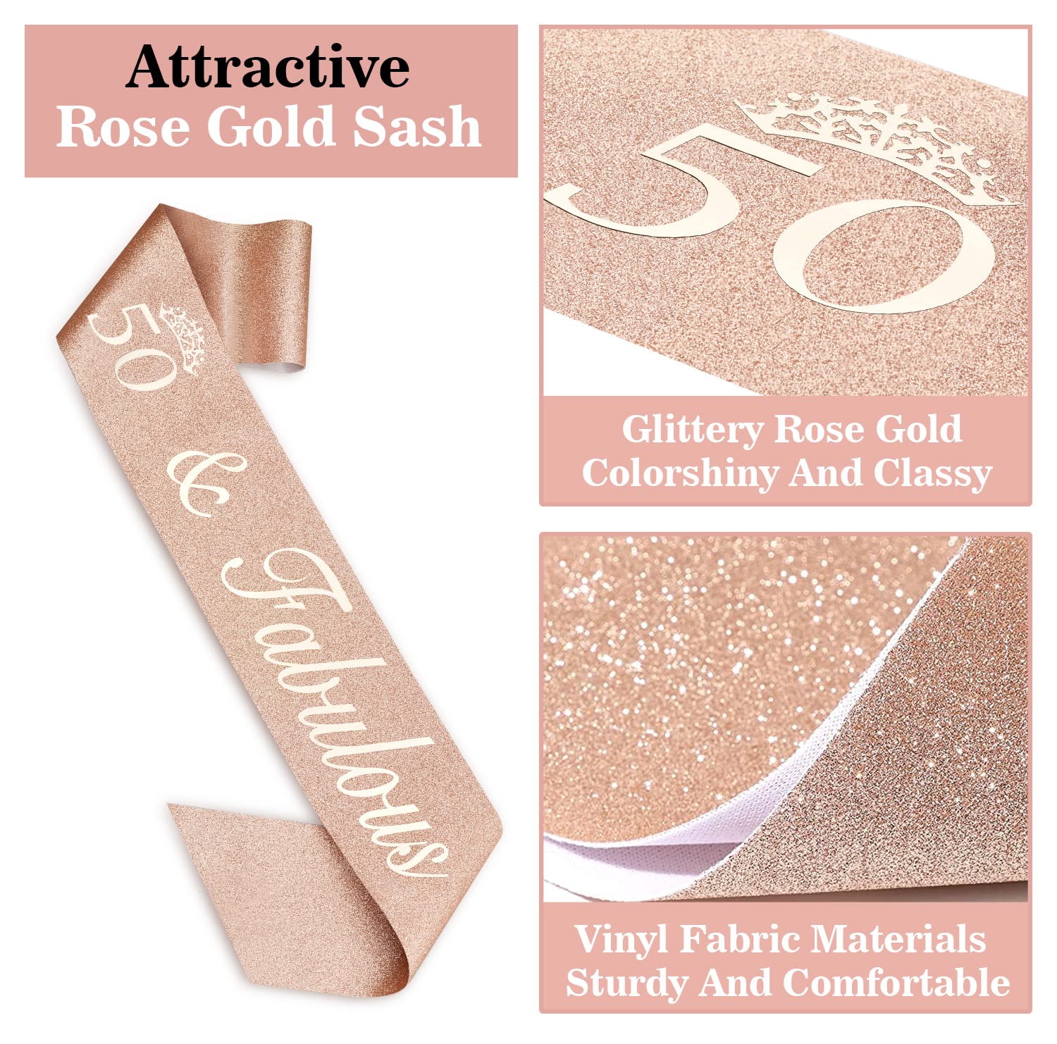 50th Birthday Gifts for Women  Including 50th Birthday Crown/Tiara  Sash  cake topper and Candles  50th birthday decorations women