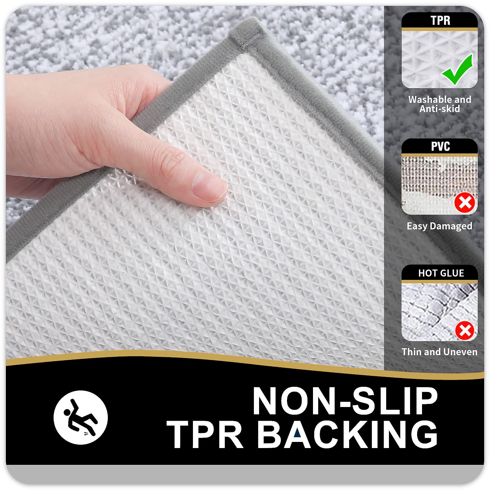Olanly Bathroom Rugs Sets 3 Piece, Soft Absorbent Microfiber Bath Mats And U-Shaped Contour Toilet Rug, Home Decor Accessories,