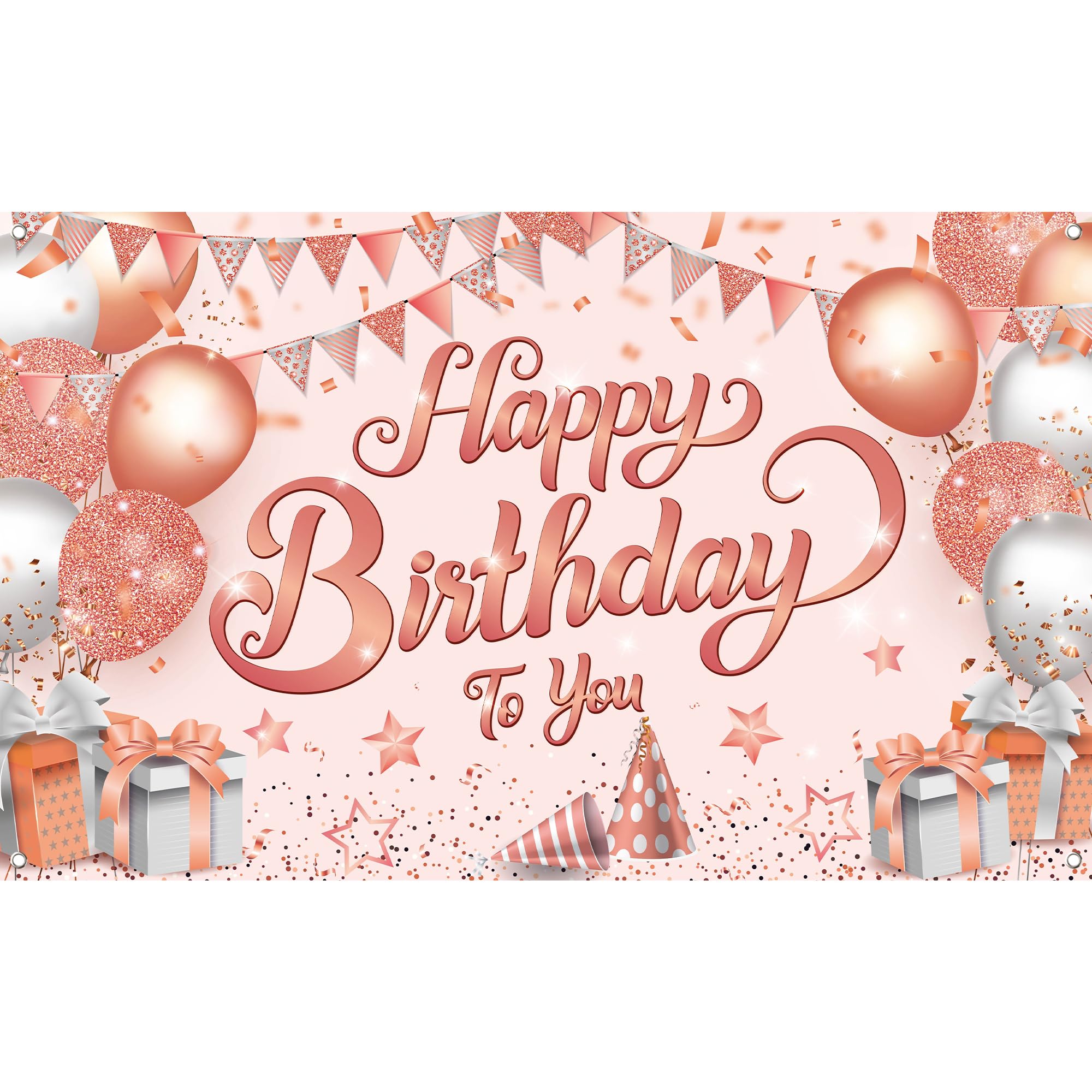 Katchon, Xtralarge Rosegold Happy Birthday Banner - 72X44 Inch | Rosegold Happy Birthday Backdrop | Happy Birthday Backdrop For