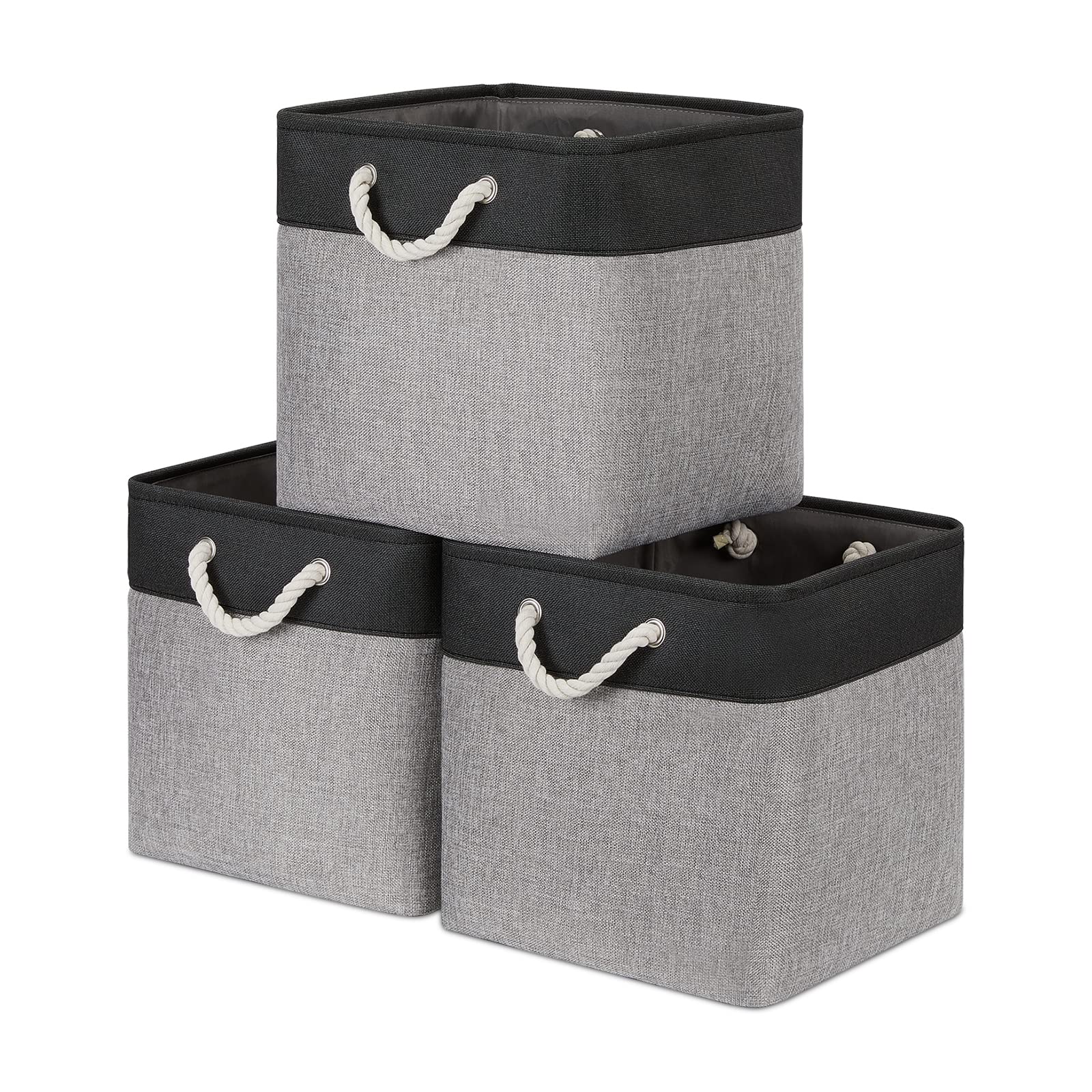 Bidtakay Fabric Cube Storage Bins For Organizing 13X13 Large Storage Baskets Decorative Storage Bins For Home Storage Set Of 3 S