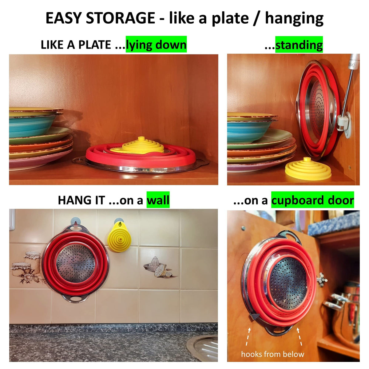 Collapsible Colander And Funnel - Stainless Steel Meets Red Silicone ...