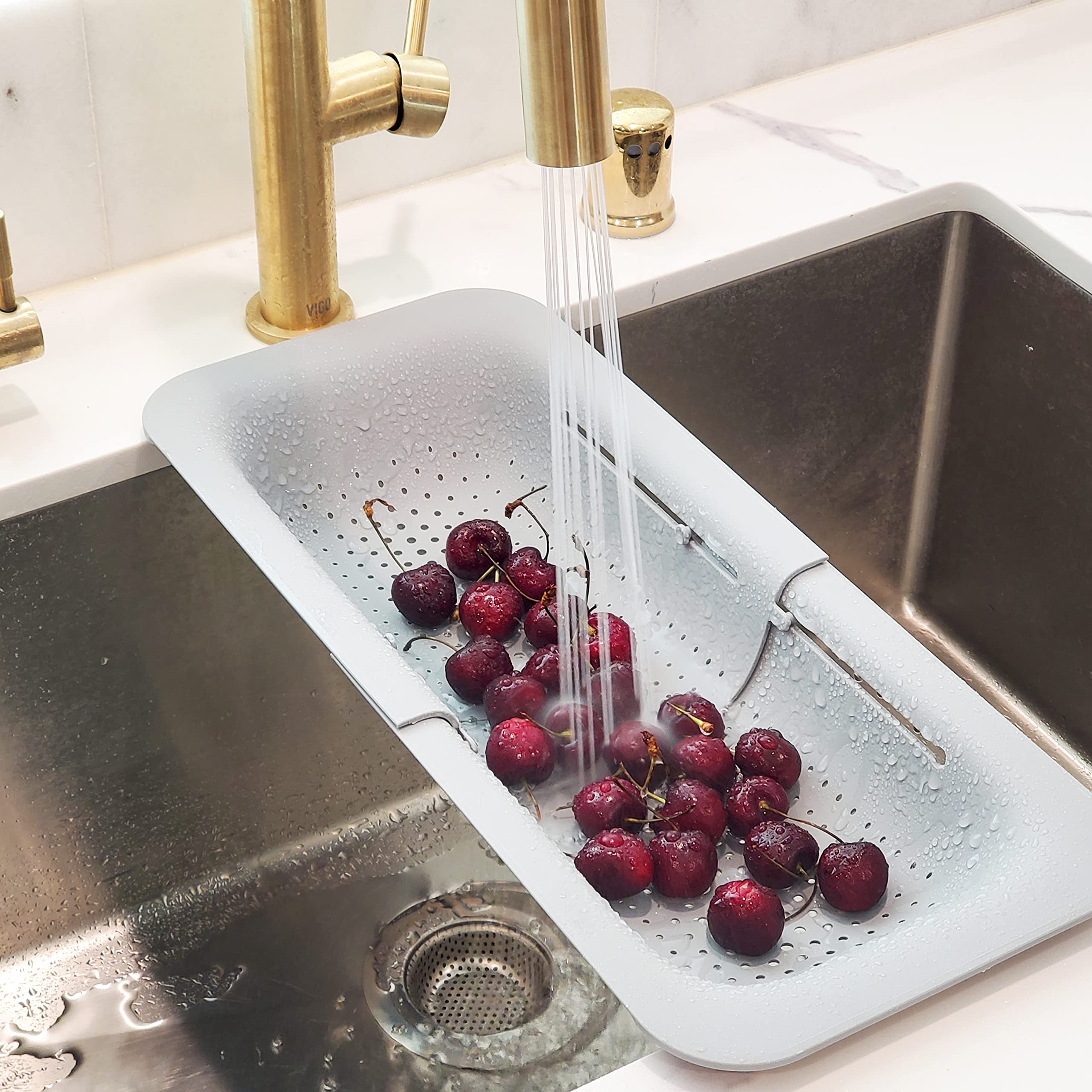 Makerstep Over The Sink Colander Strainer Basket - Expandable, Wash, Drain, And Dry. - New Home Kitchen Essentials, Multifunctio