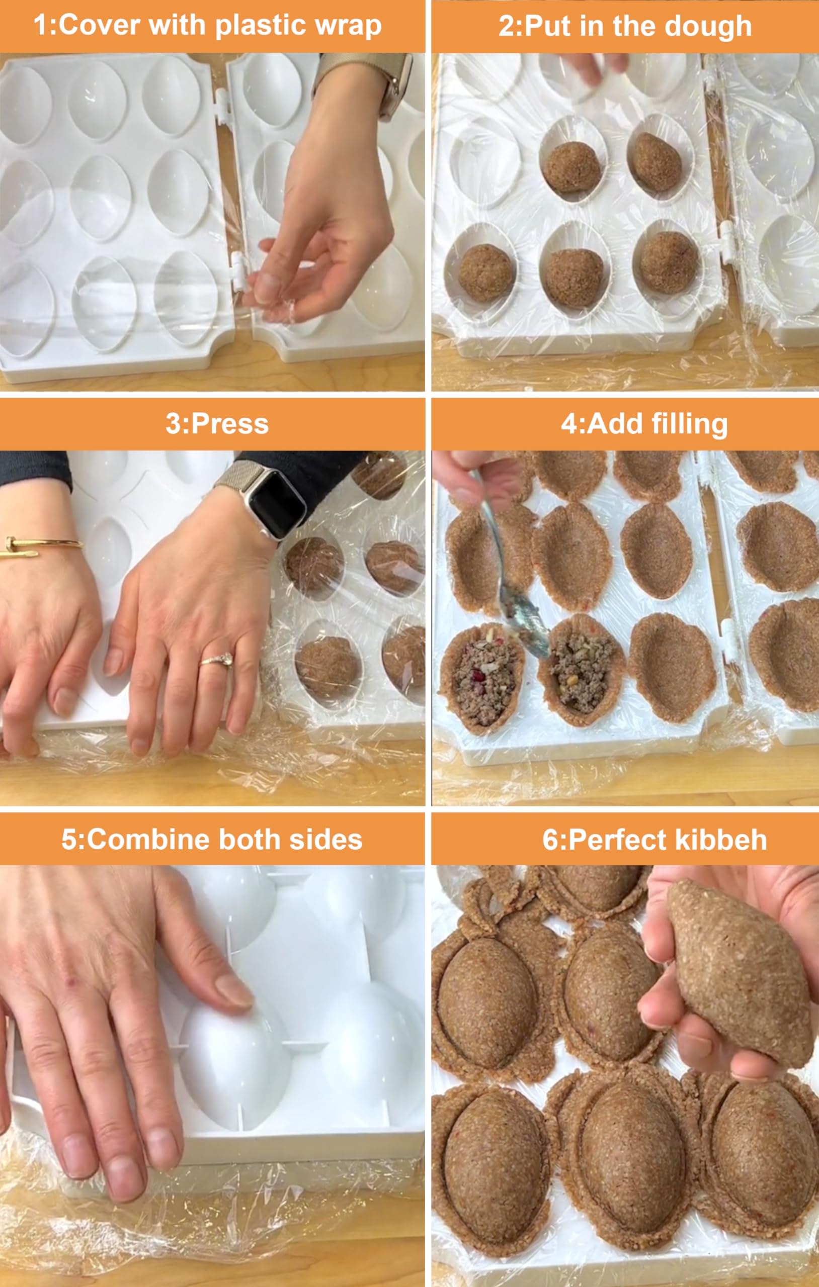 Aoipend Kibbeh Rolls Maker Mold 9 Grids Meatball Mold Tool 7Cm