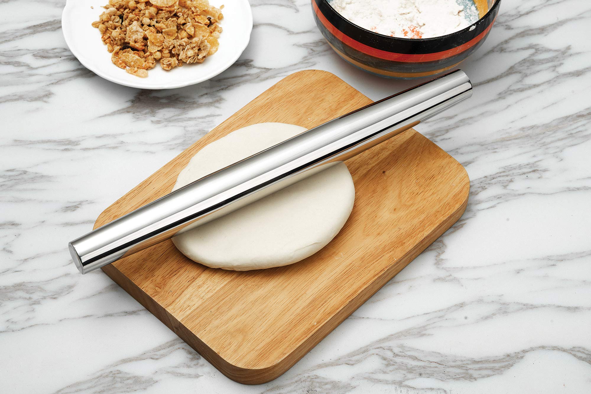 Fox Run Stainless Steel Rolling Pin, Tapered French Rolling Pin, 18'' X 1.25''