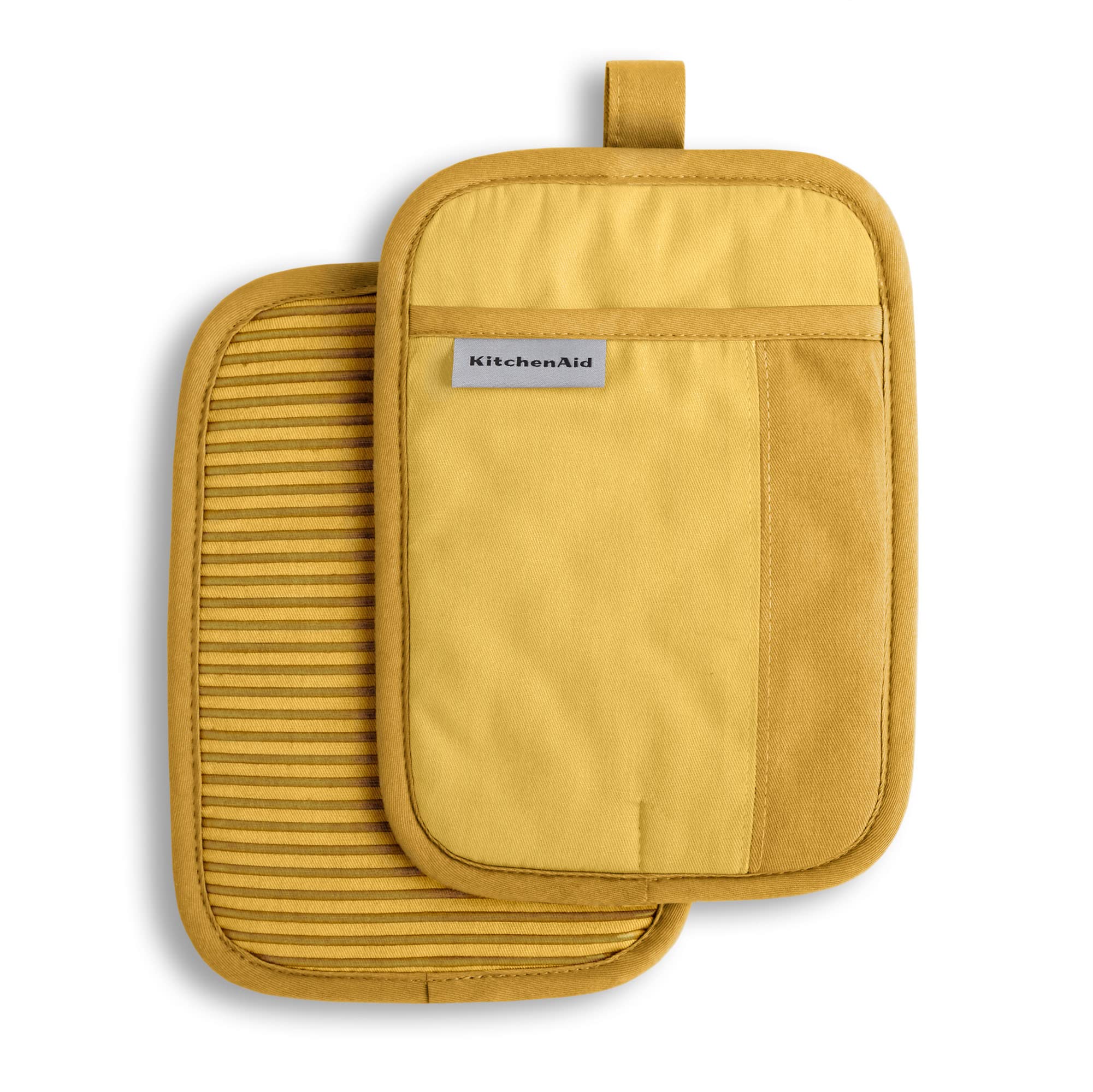 KitchenAid Beacon Two-Tone Non-Slip Pot Holder Set, Majestic Yellow, 7x10, 2 Piece