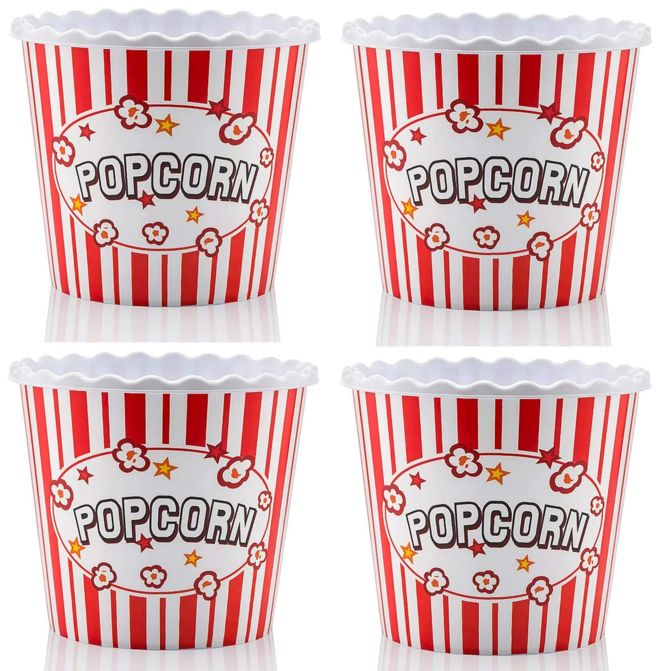 Ononexpress Modern Style Reusable Plastic Popcorn Box/Popcorn Containers/Popcorn Bowls Set For Movie Theater Night - (Bpa Free -