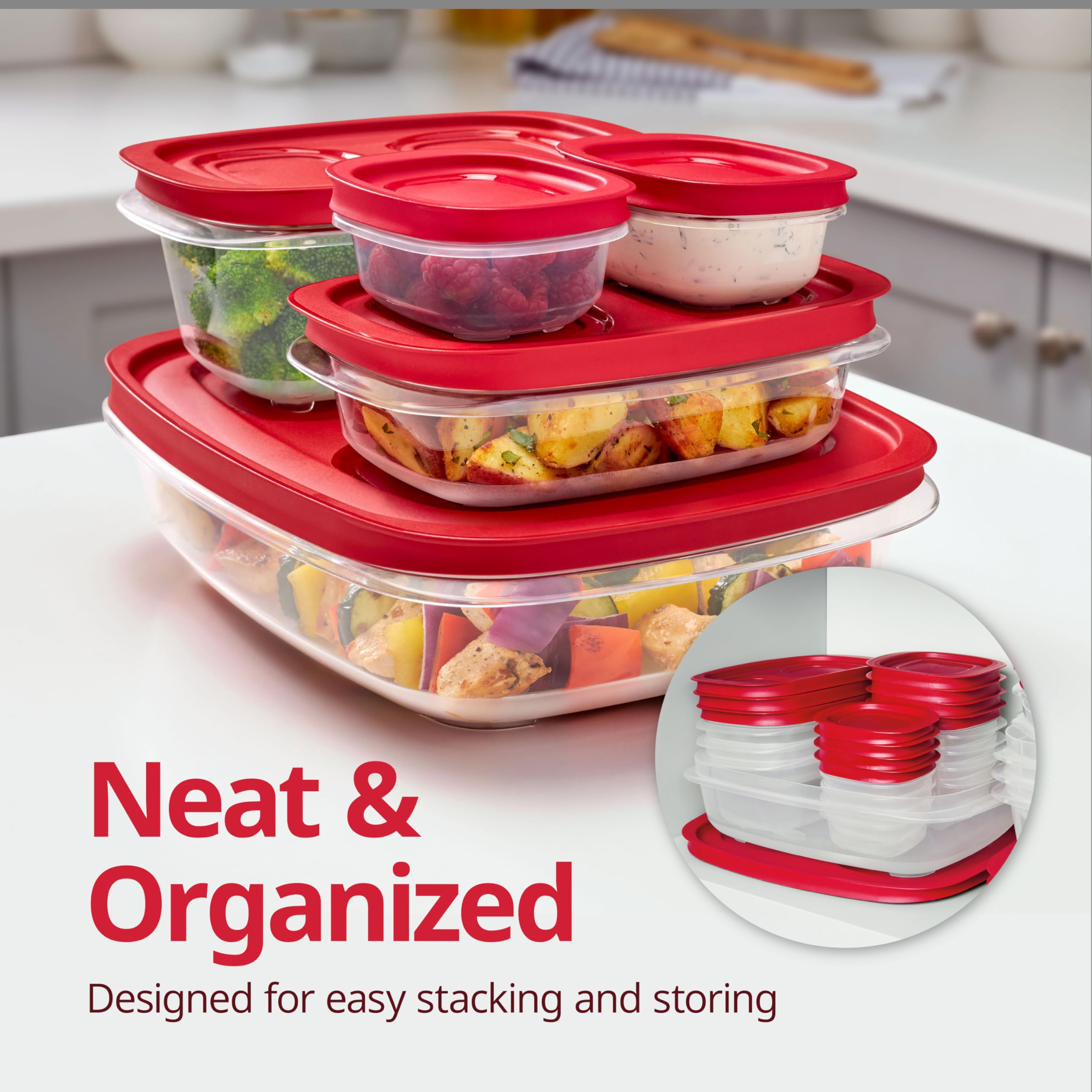 Rubbermaid EasyStore 38-Piece Food Storage Container Set with Lids - Model 2210134, Easy Store Color
