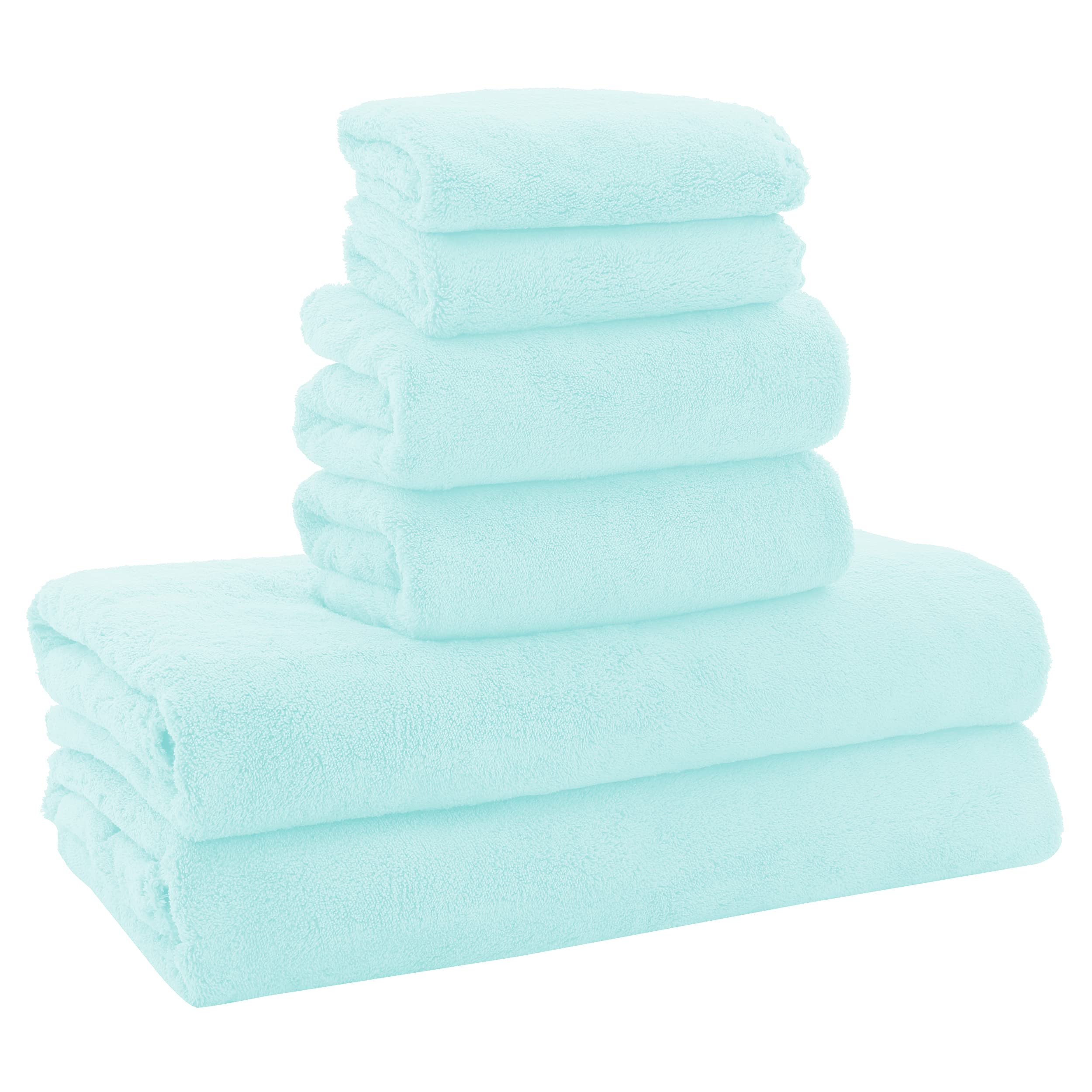 Moonqueen Ultra Soft Towel Set-Quick Drying-2 Bath Towels 2 Hand Towels 2 Washcloths - Microfiber Coral Velvet Highly Absorbent