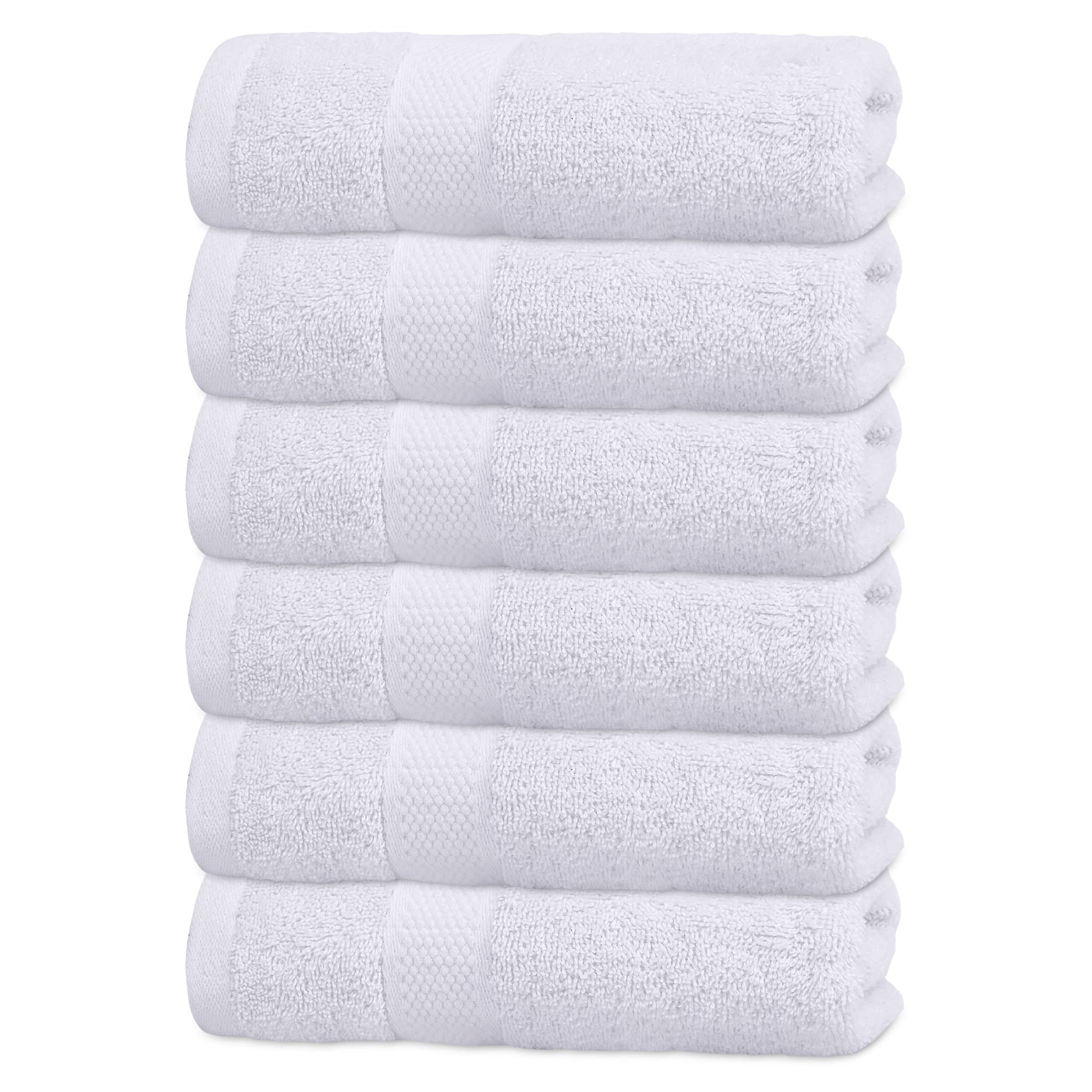 Infinitee Xclusives Premium 100% Cotton Hand Towels - Set of 6  16x28 Inches - Hotel and Spa Quality - Ultra Soft  Highly Absorbent - White Bathroom Towels