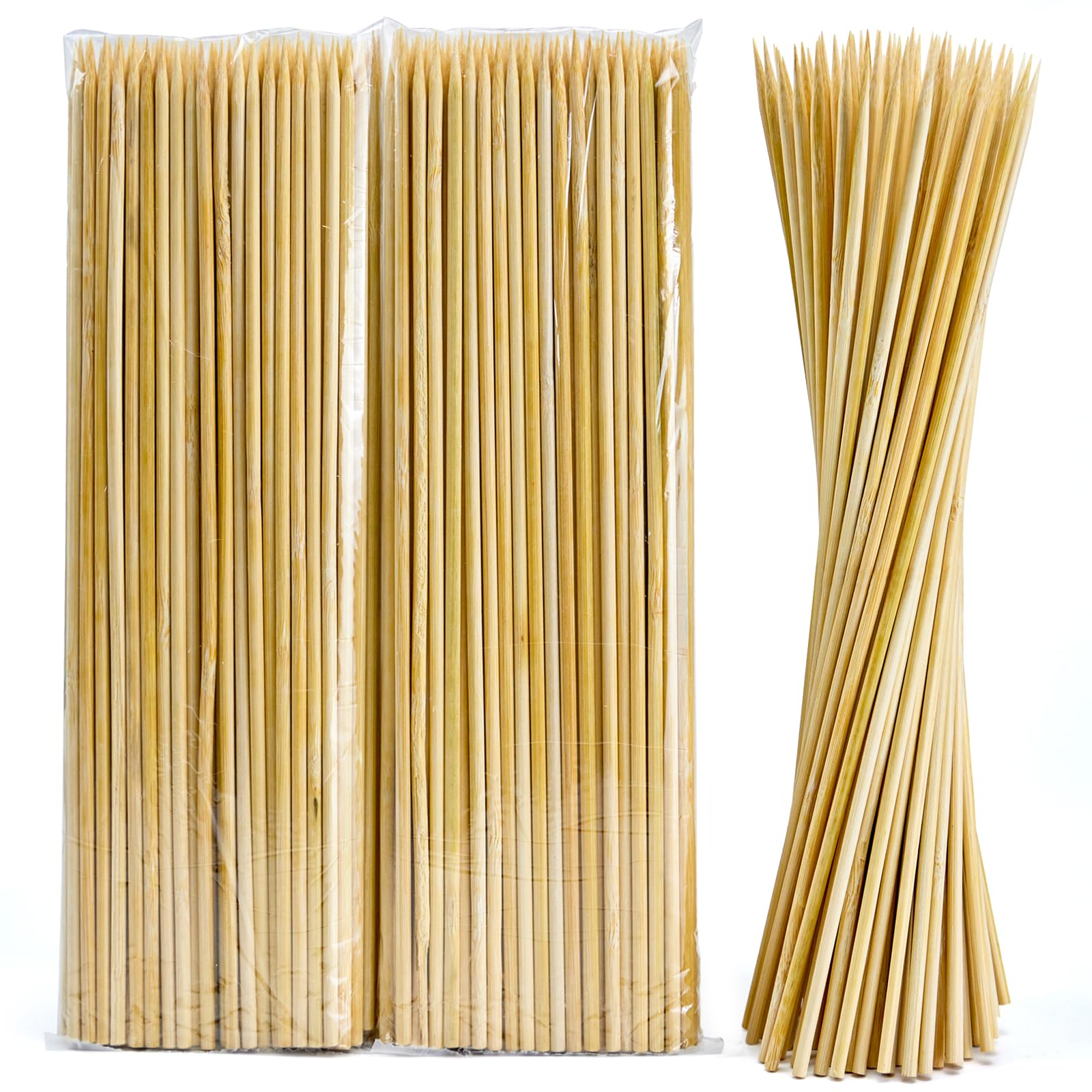 12 Inch Bamboo Skewers 400Pcs, F=4Mm - Thick Wooden Skewers For Grilling, Bbq, Fruit Kabobs, Appetizers, Chocolate Fountain - Na