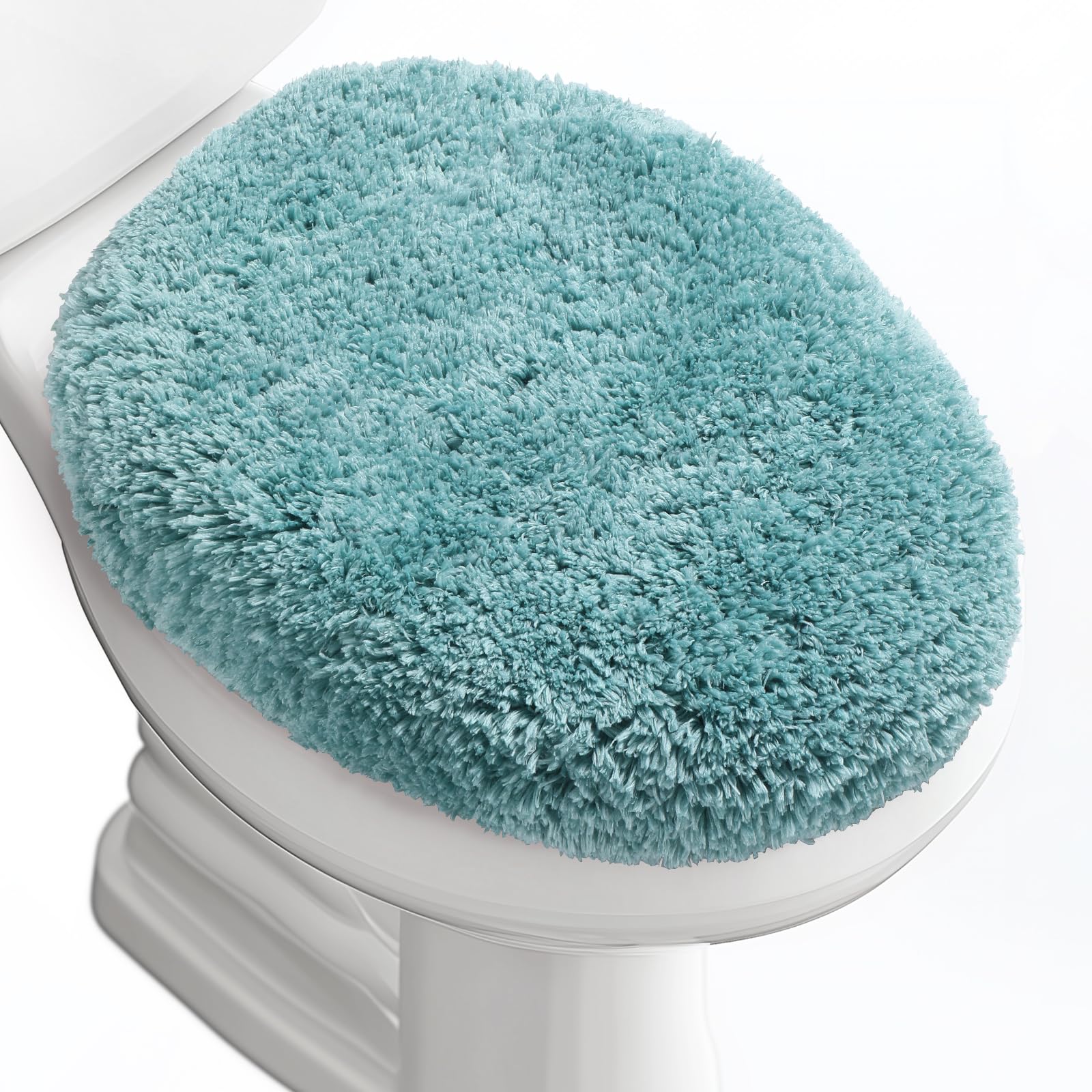 Baahrnom Luxury Toilet Lid Cover Machine Washable Solid Toilet Seat Cover 17.5'' X 15'' Adjustable Rubber Backing Fits Most 16-1