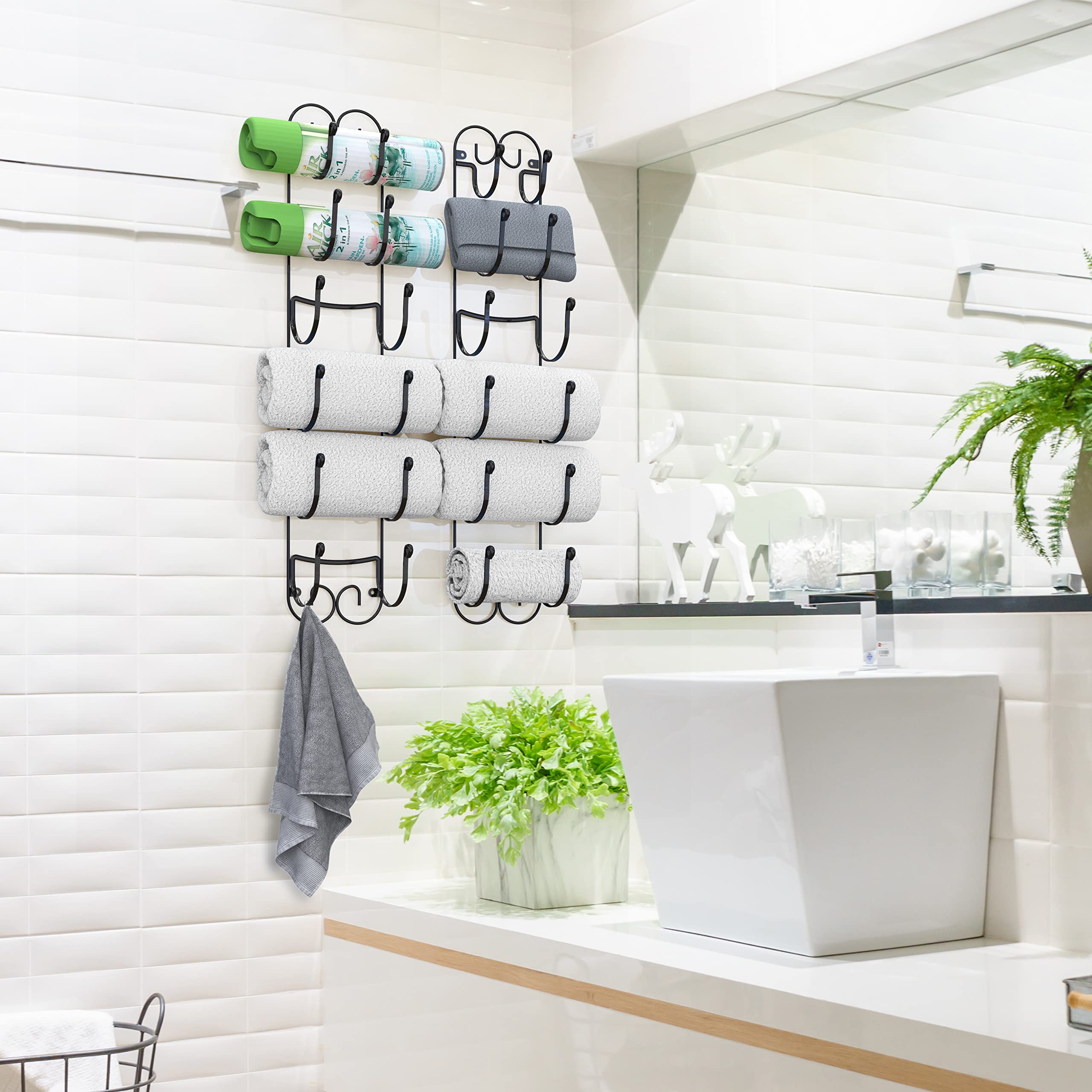 Deco Brothers 6-Tier Towel Rack, Wall Mounted Towel Holder, 2 Pack, Bronze