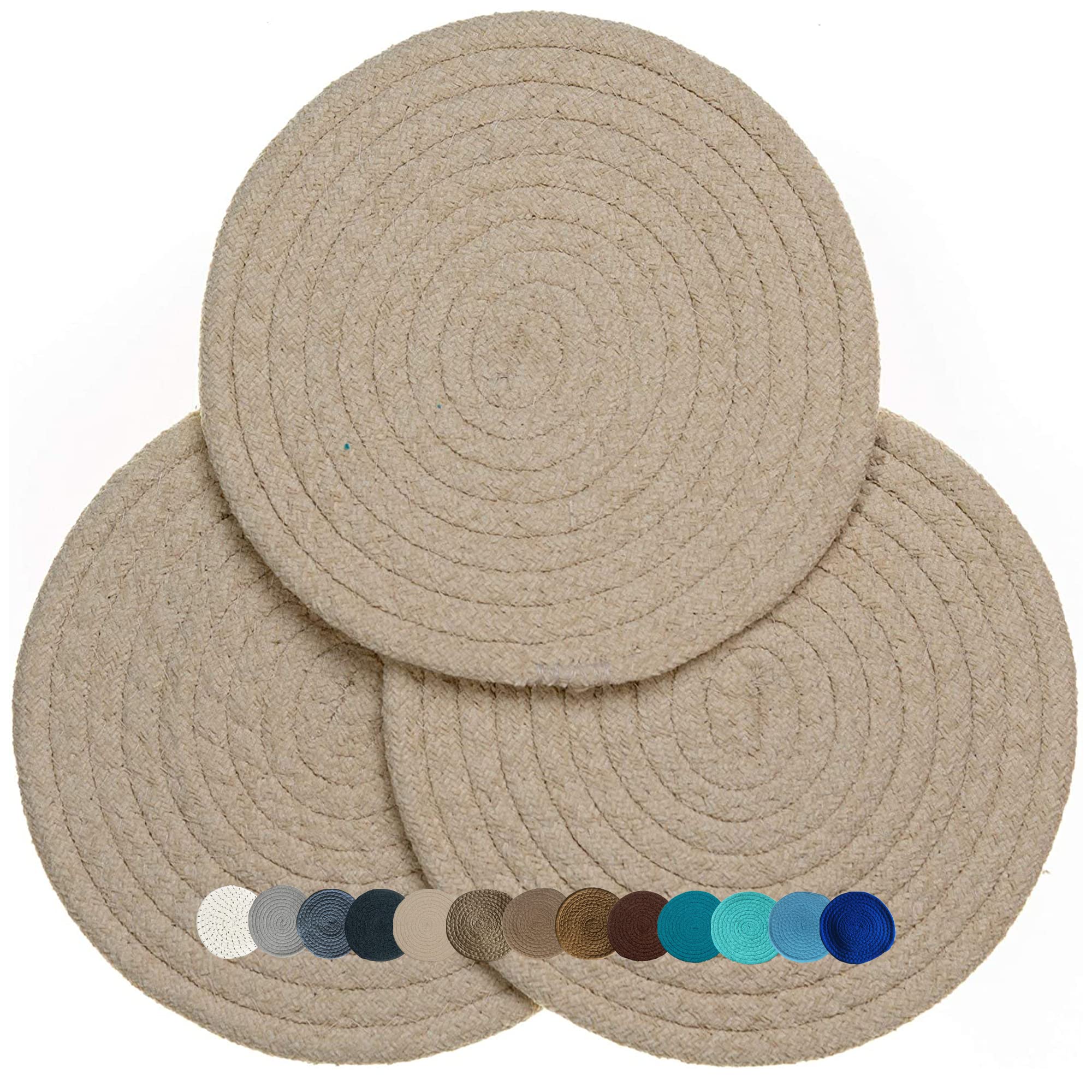 Trivets For Hot Pots And Pans - Kitchen Discovery 8'' Chenille Trivets - Set Of 3 Large Woven Hot Pan Holders. Decorative Dining