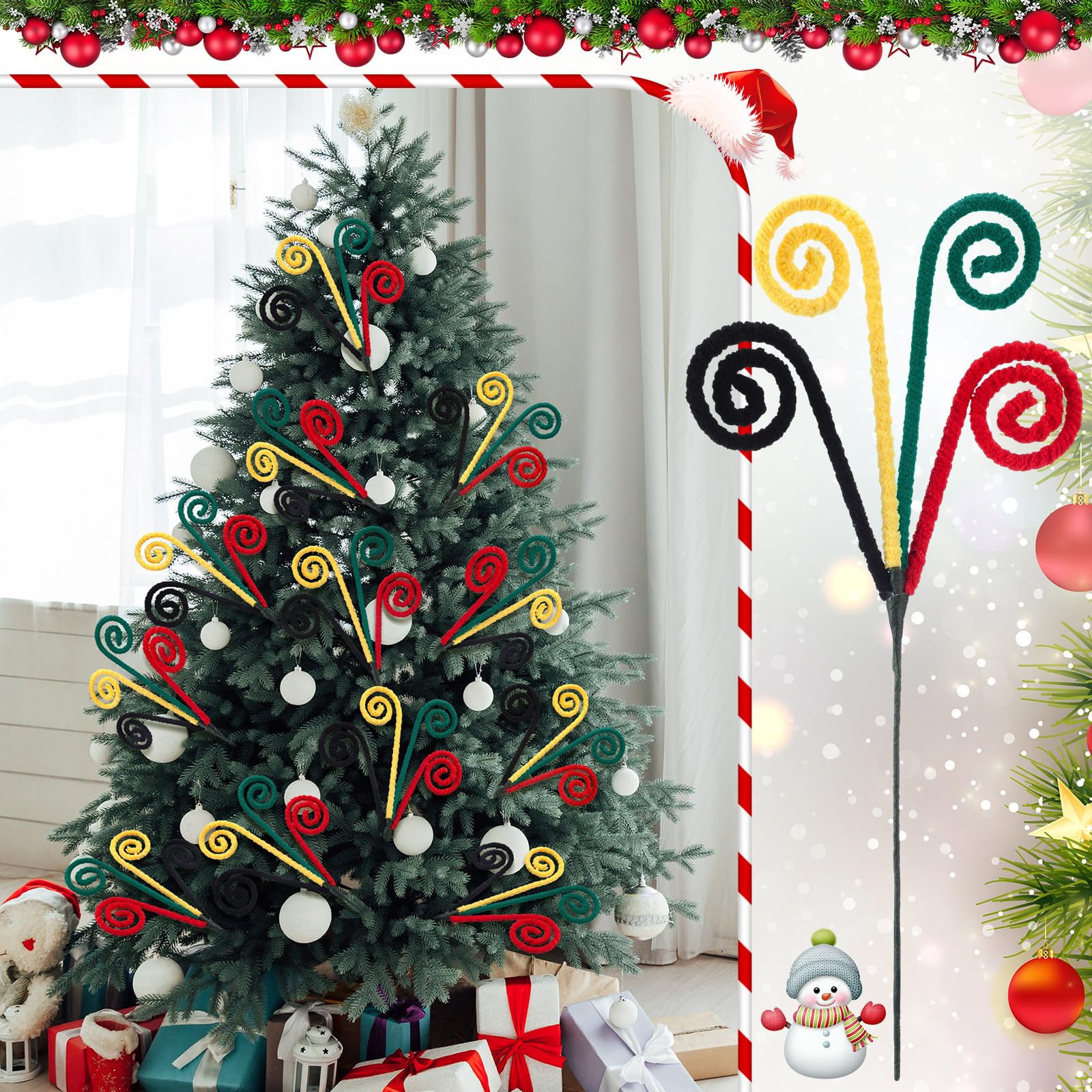 African American Kwanzaa Christmas Decor Black Santa Christmas Ornament 16 Kente Tree Pick Candy Cane Tree Topper Curly Pick Spr