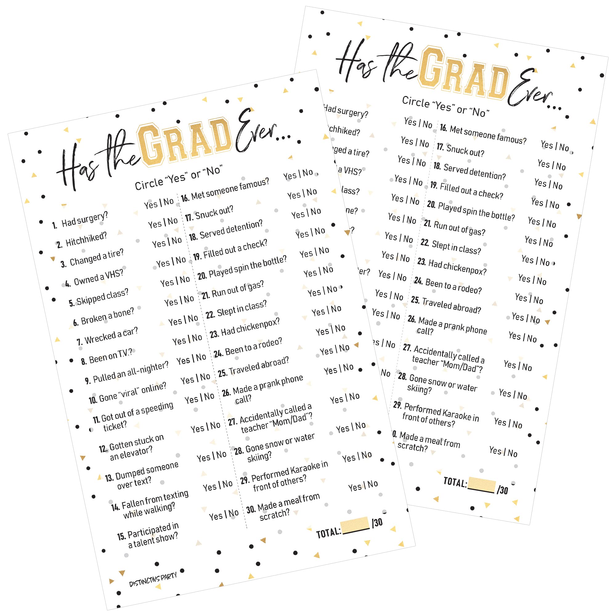 Distinctivs Has The Grad Ever Graduation Party Game - 25 Cards
