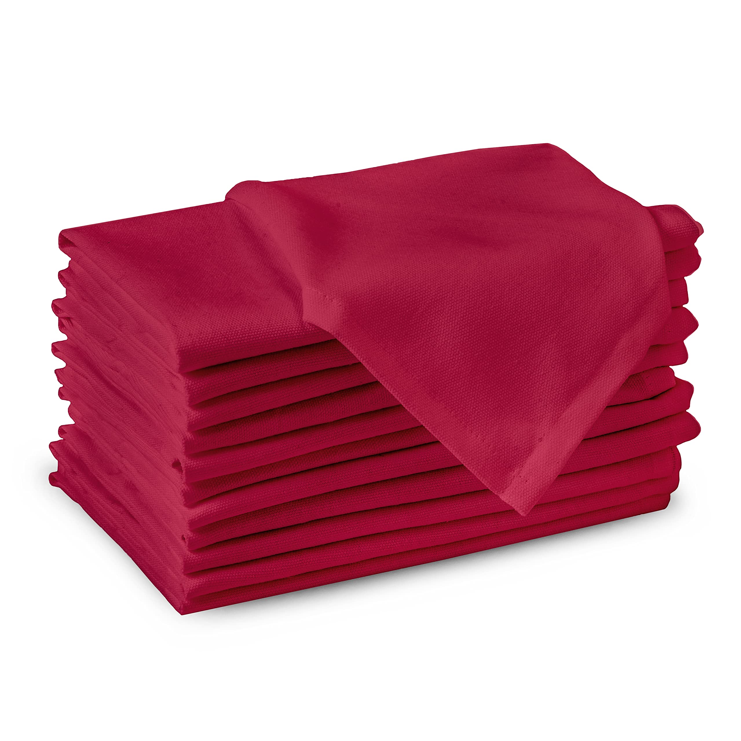 Encasa Xo Cotton Cloth Napkins | Set Of 12 | Size 17''X17'' | Hot Pink Solid Color | Machine Washable