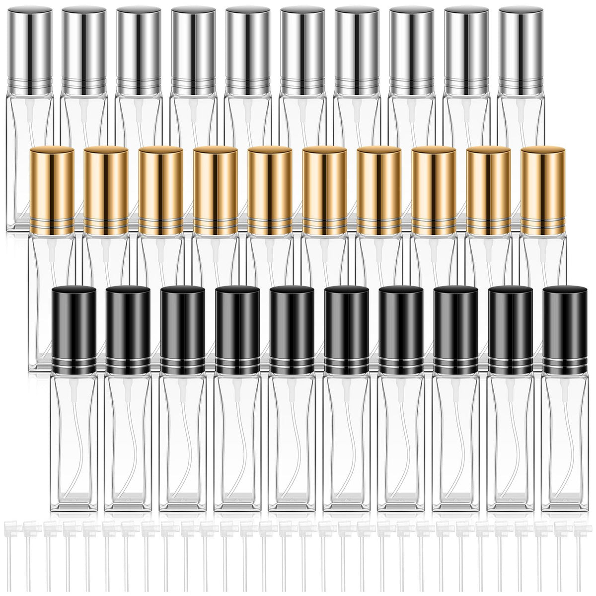 Domensi 30 Pcs 10 Ml Refillable Empty Perfume Bottles Glass Perfume Atomizer No Leak Travel Perfume Spray Bottle Mini Perfume De
