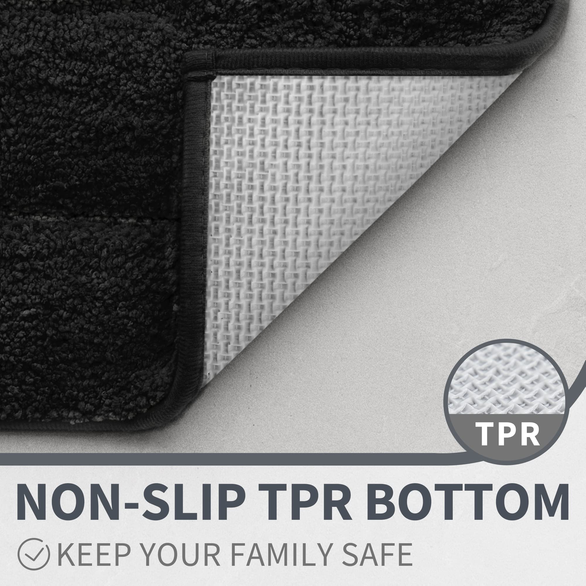 Granny Says Black Bathroom Rug, Non Slip Bath Mats For Bathroom, Super Soft And Water Absorbent, Microfiber Bath Rugs, Machine W