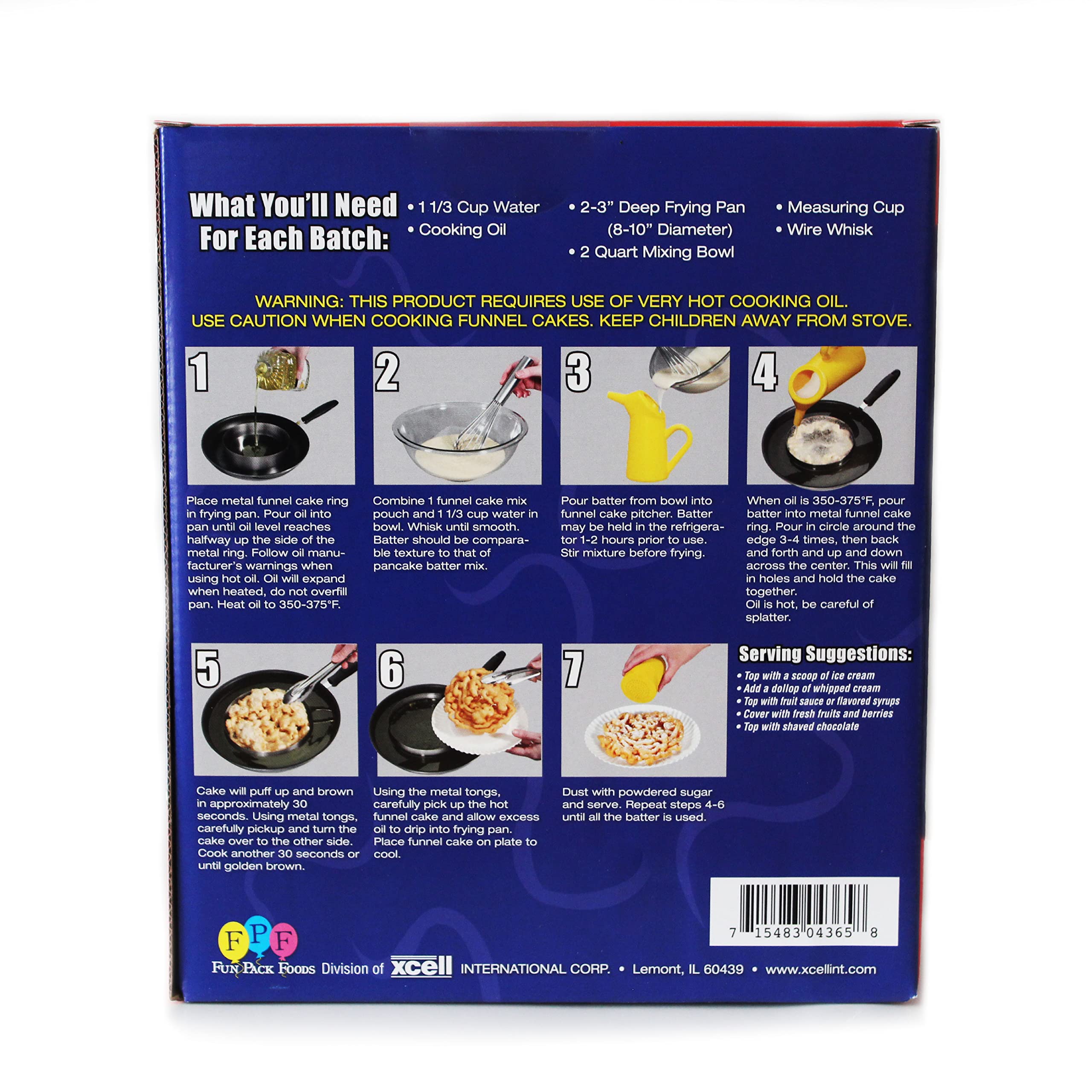 Xcell International Carnival Funnel Cakes Deluxe Kit - (2) Original Mixes, Pitcher, Fry Ring & Tongs - 3.84 Ounce (Pack of 5)