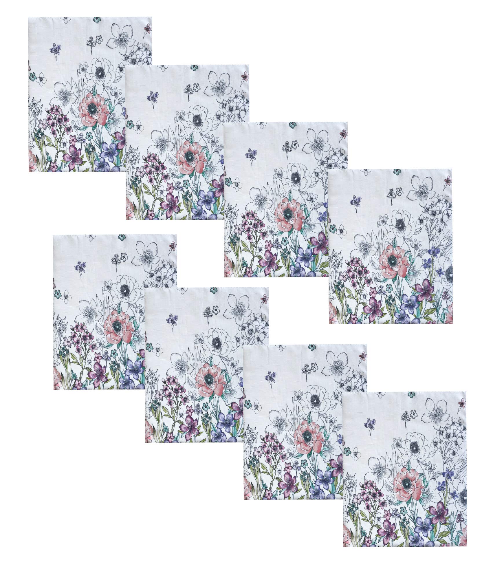 Newbridge Easter Garden Breeze Square Fabric Napkins, Set Of 8 Napkins, Easy Care And Stain Resistant Fabric Napkins For Holiday
