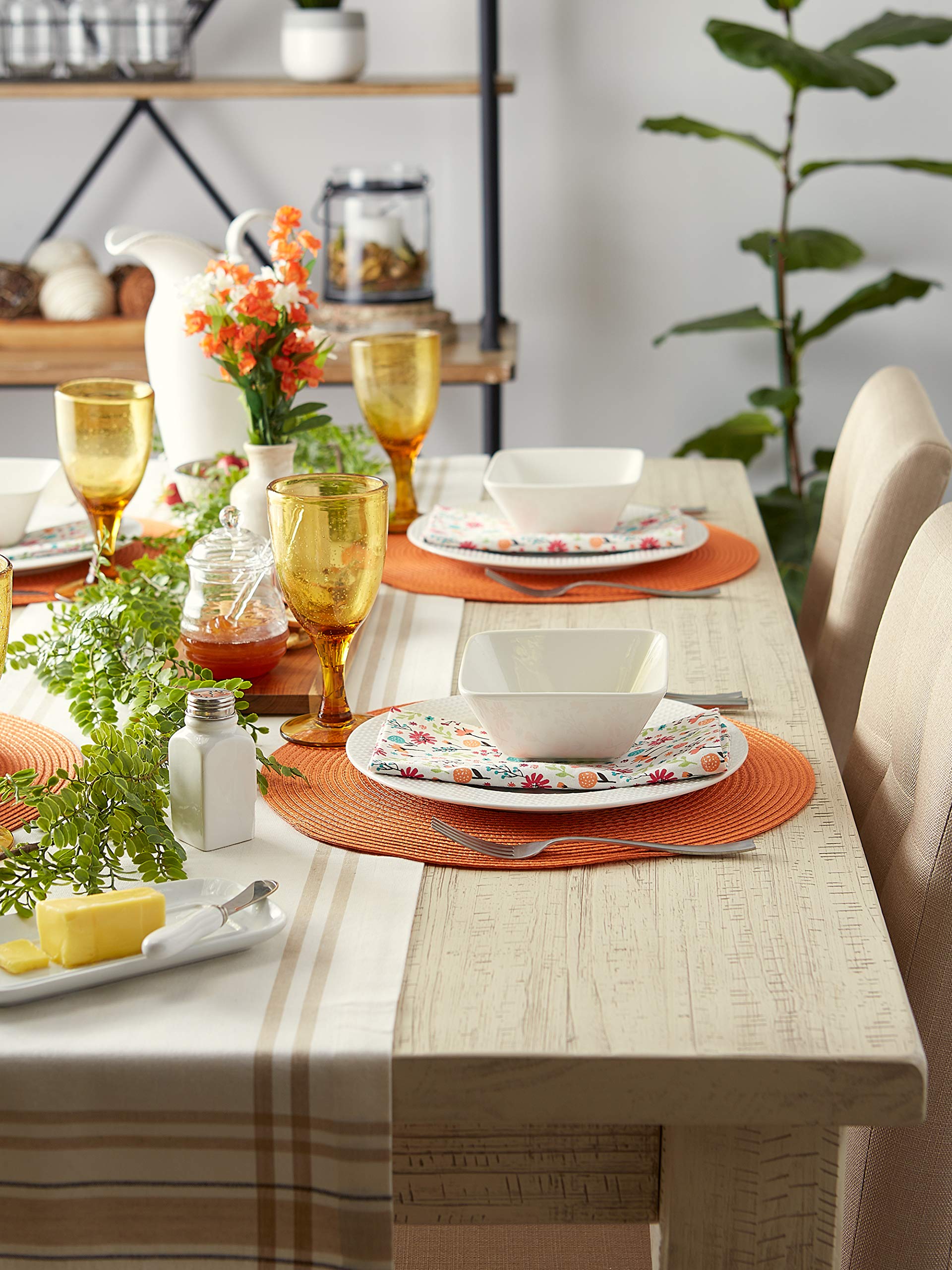 DII Orange Round Polypropylene Woven Placemat (Set of 6)