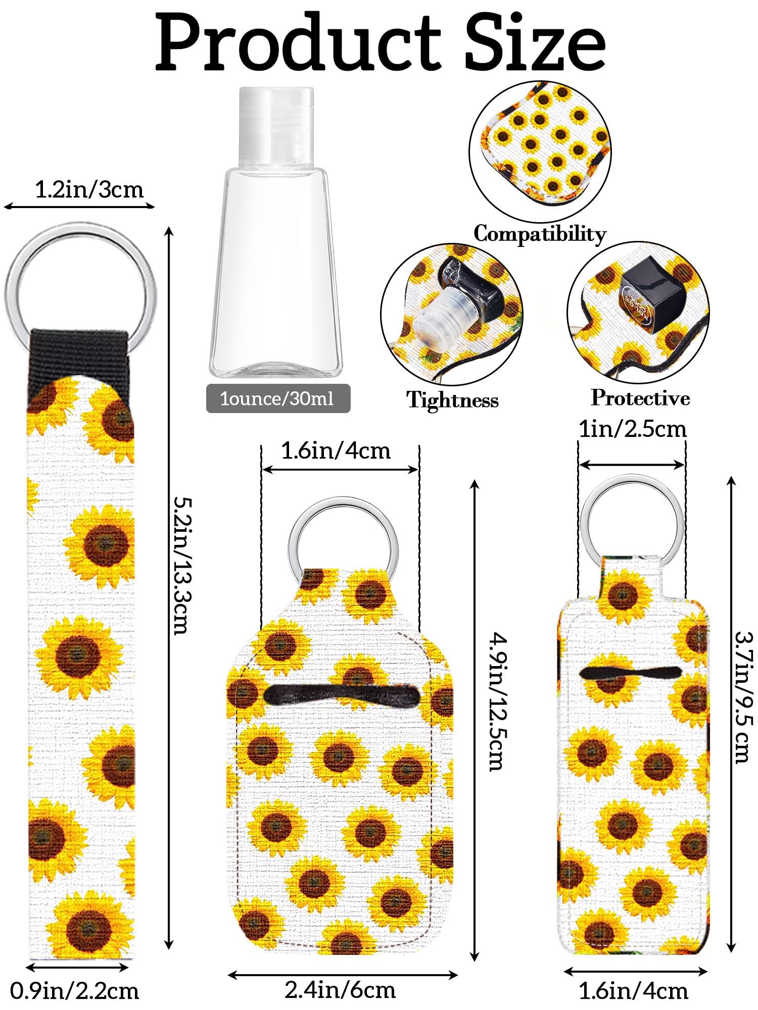 Geiserailie 40 Pcs Hand Sanitizer Keychain Holder Set Travel Bottle Holder Lipstick Case Wristlet Keychain(Floral)
