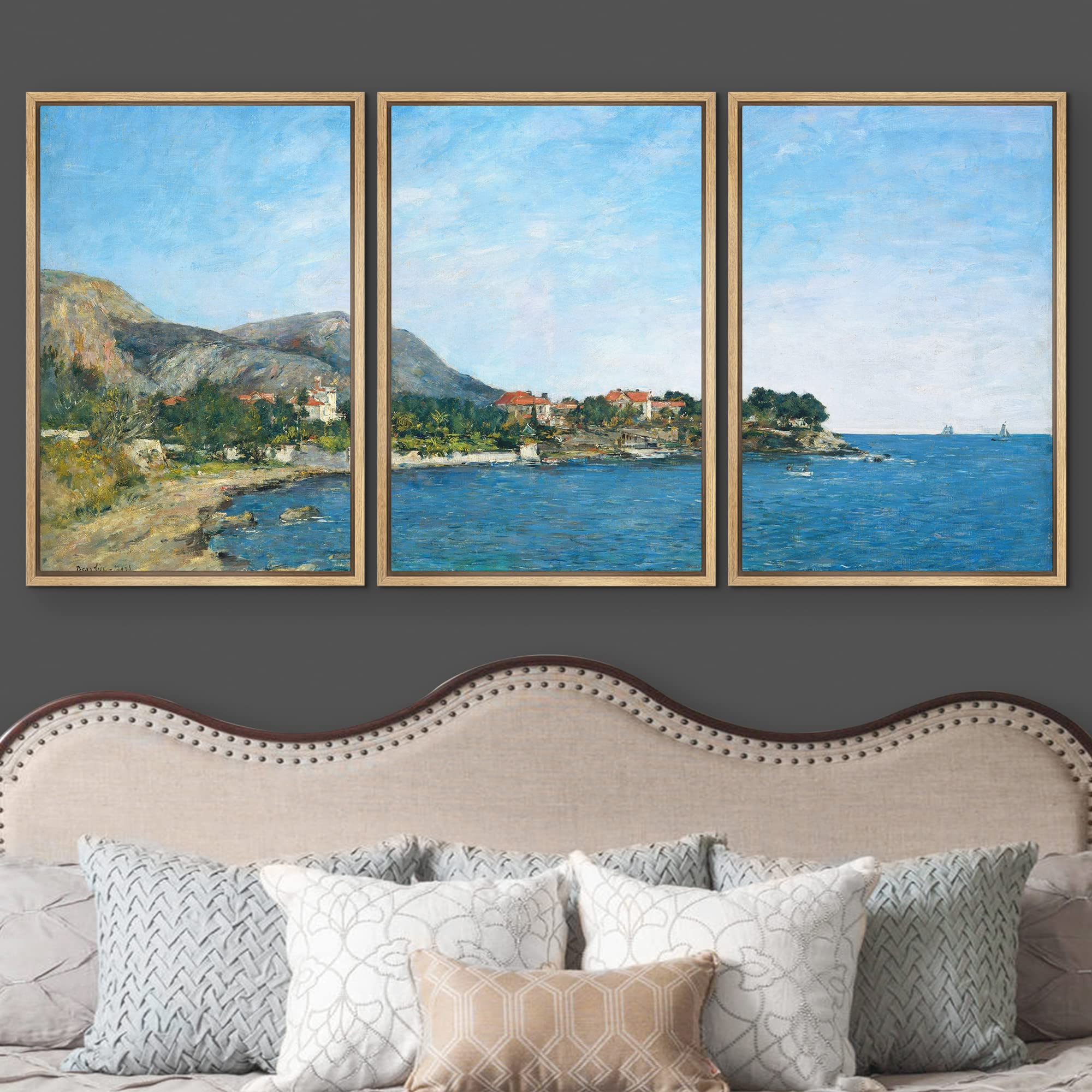 Wall26 Framed Canvas Print Wall Art Set The Bay Of Fourmis By Eugene Boudin Cultural Historic Oil Painting Fine Art Reproduction