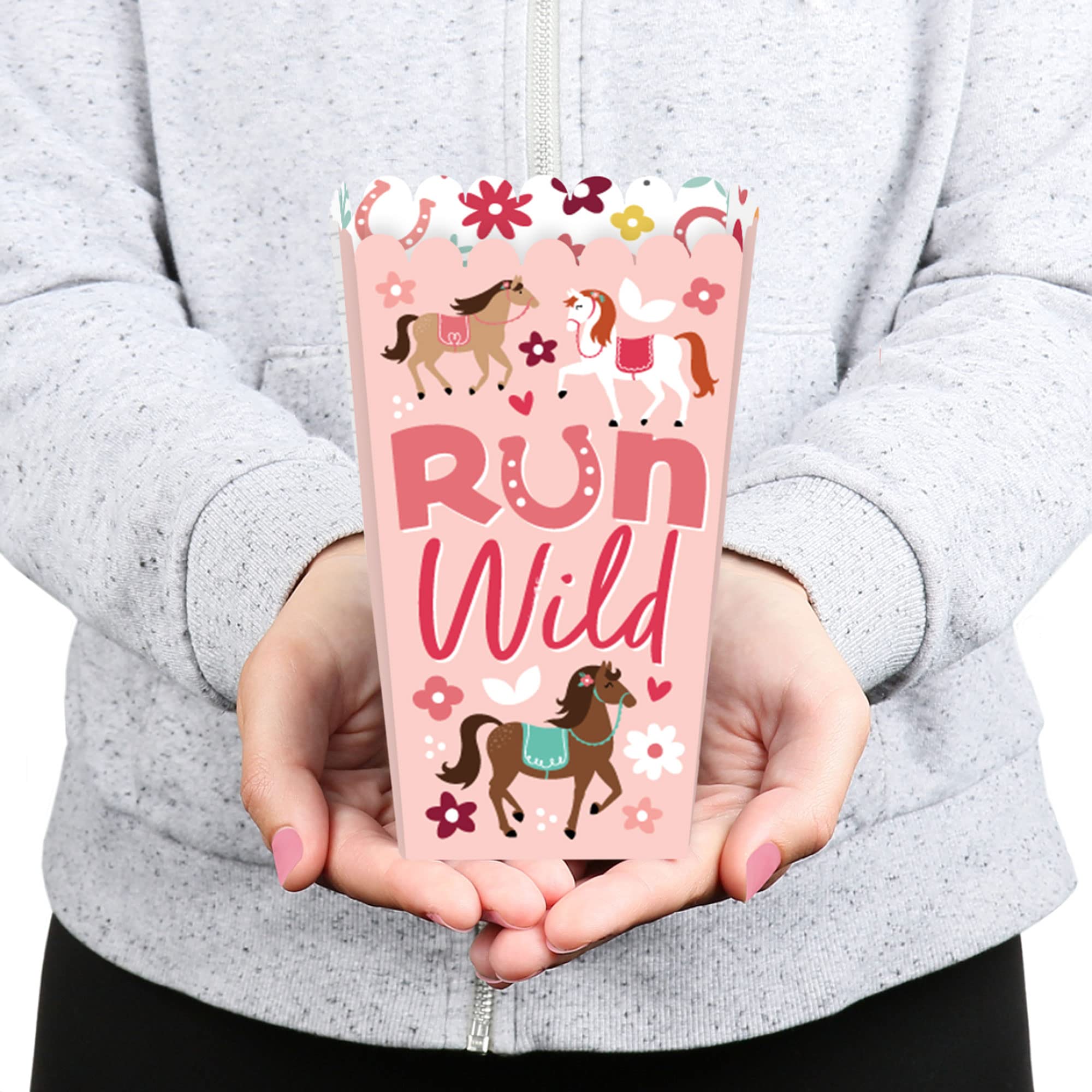Big Dot Of Happiness Run Wild Horses - Pony Birthday Party Favor Popcorn Treat Boxes - Set Of 12