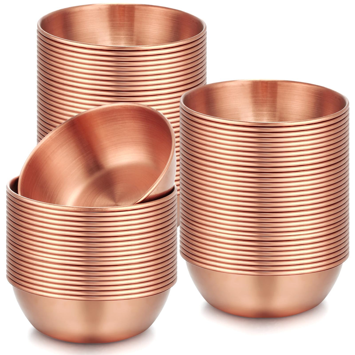 Tanlade 50 Pcs Metal Sauce Bowls Round Stainless Steel Seasoning Dishes Mini Saucers Dishes Plates Small Sushi Dipping Bowls Pre