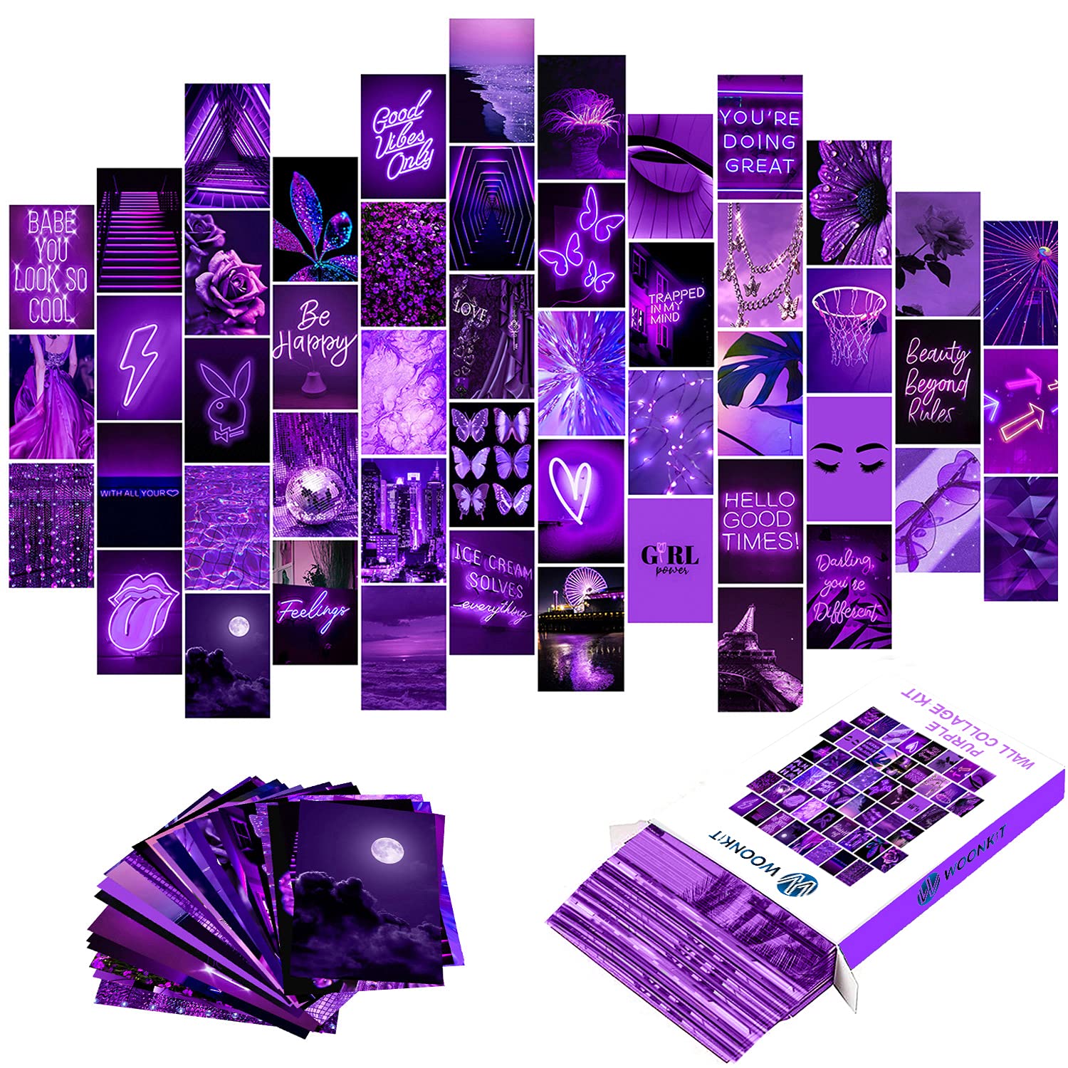 WOONKIT Purple Photo Wall Collage Kit Aesthetic Pictures  Wall Decor for Bedroom  Room Decor for Teen Girls  Trendy  50PCS 4x6 INCH