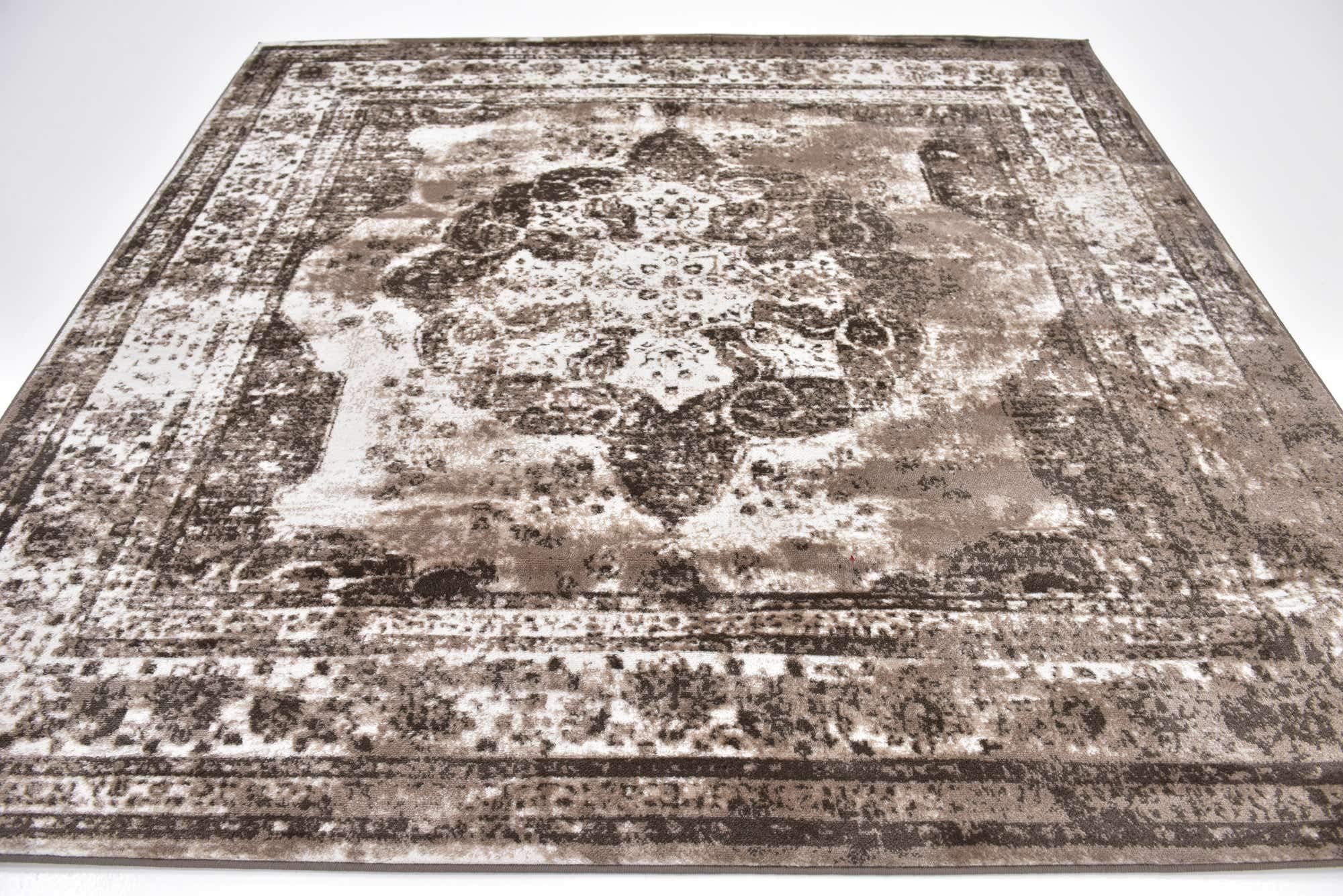 Unique Loom Sofia Collection Area Rug - Salle Garnier (7 10 Square, Light Brown/ Brown)