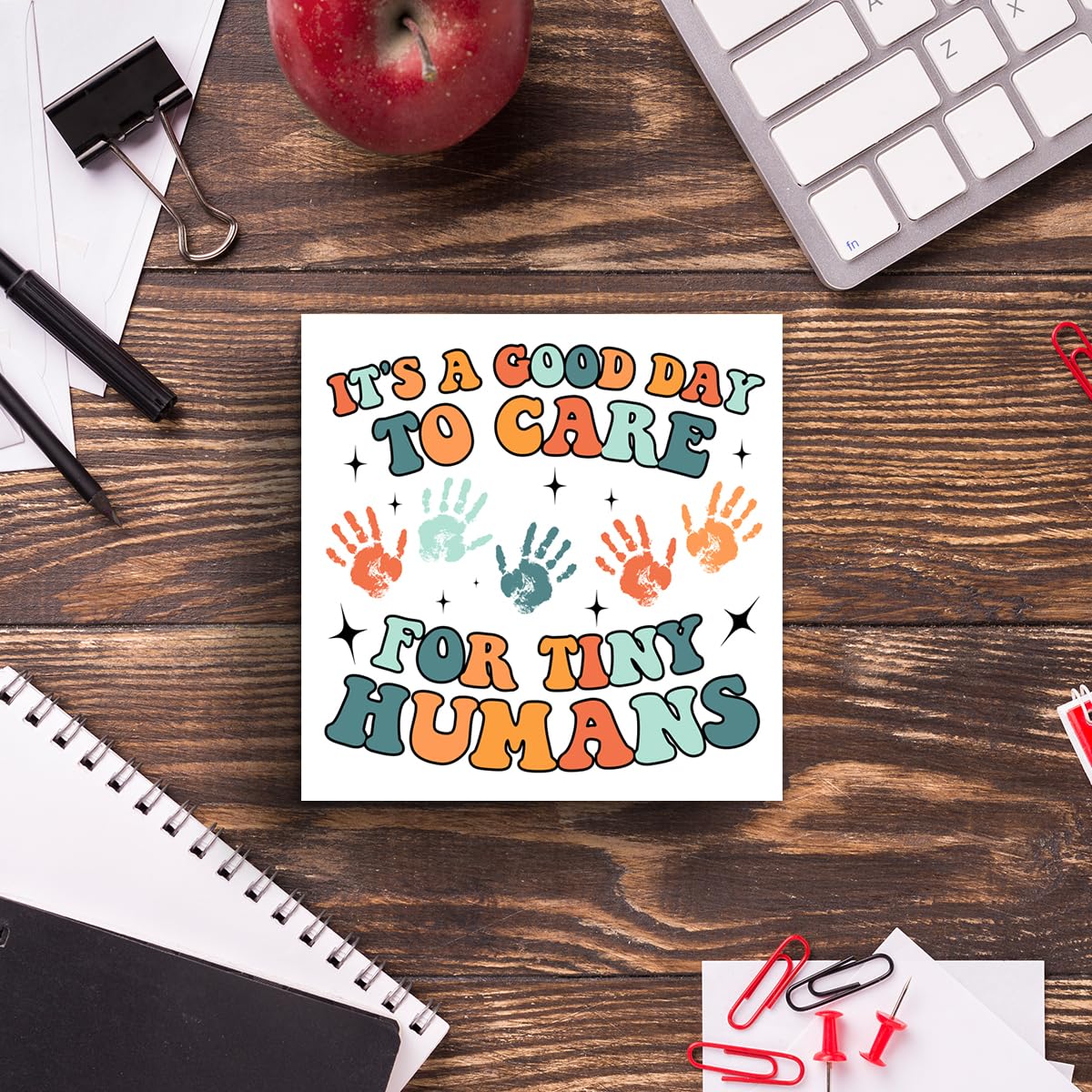 Teacher Gifts, Appreciation Gifts for Daycare Kindergarten Preschool Teacher It's a Good Day to Care for Tiny Humans Wood Block