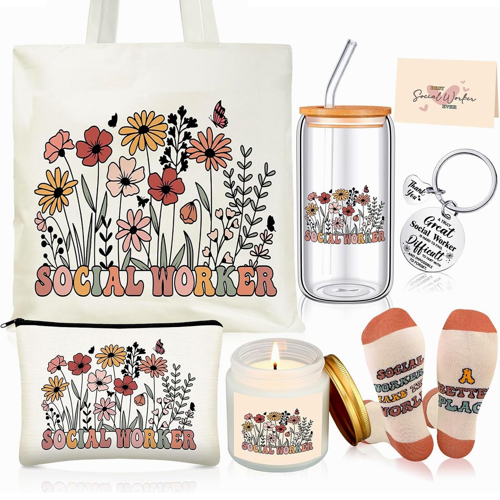 Funnymoom 6 Pcs Social Worker Gifts for Women School Social Worker Must Haves Appreciation Gifts for Housekeeping Volunteer with