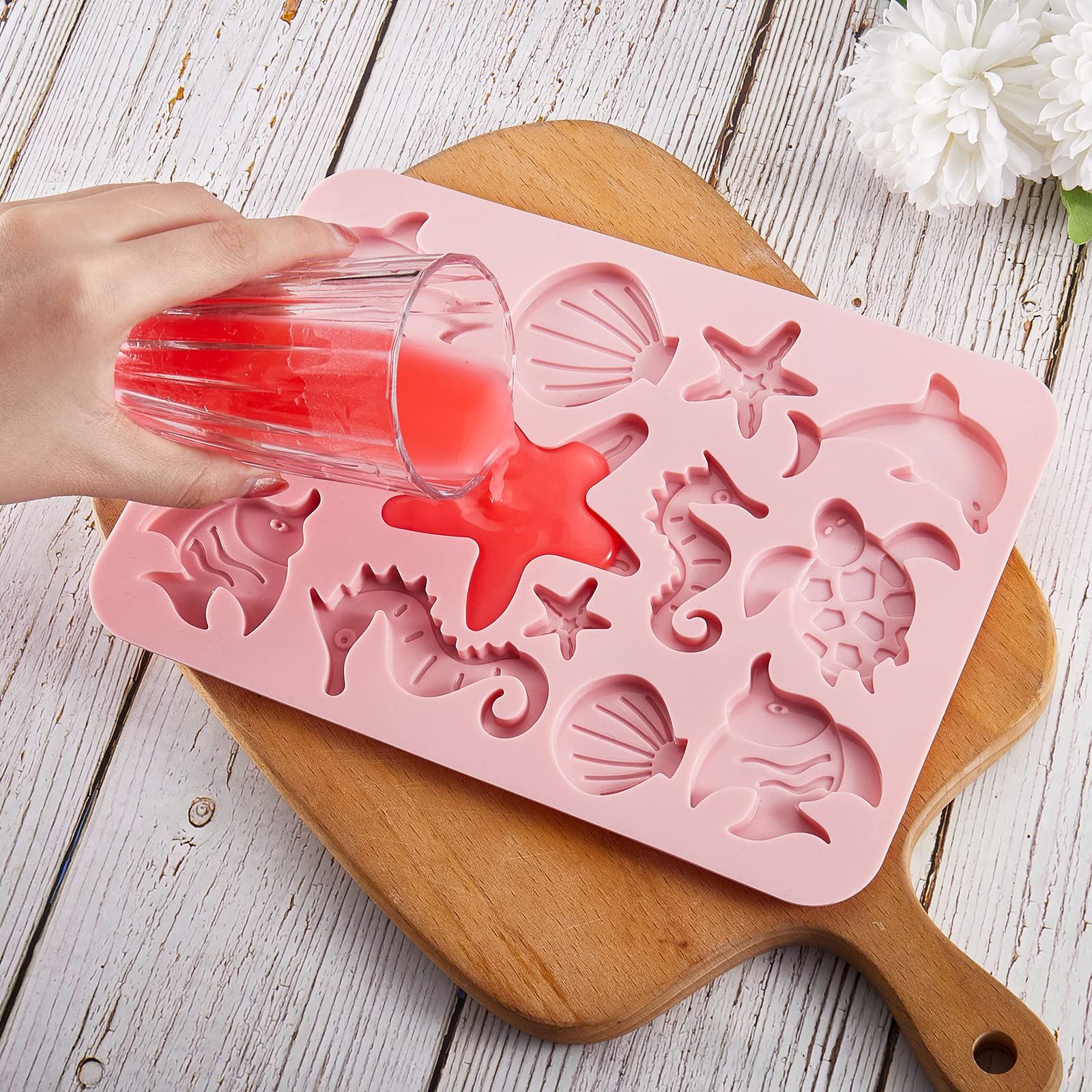 Ur Urlifehall 2 Pcs Marine Organism Food Grade Silicone Moulds Ocean Animal Fondant Moulds For Cake Chocolate Candy Biscuits Soa