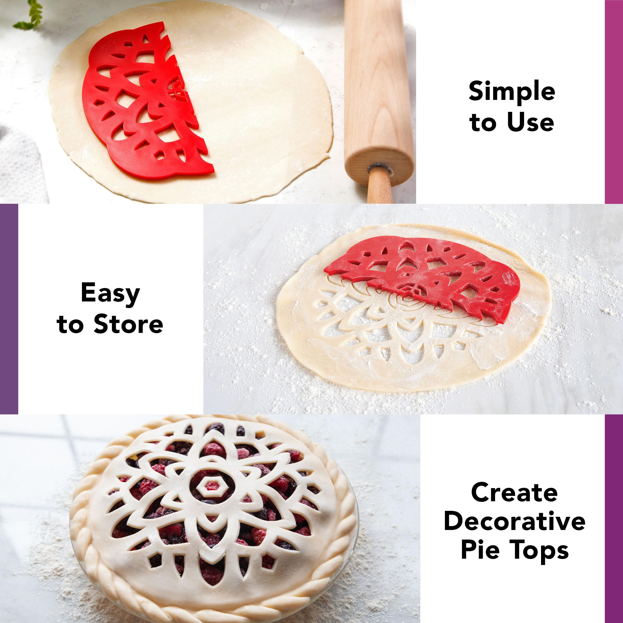 Talisman Designs Pie Top Cutter  10-Inch  Red  Pie Crust Cutter  Pie Decorating Tools  Pie Pastry Baking Accessories  Stencil Crust Cutout