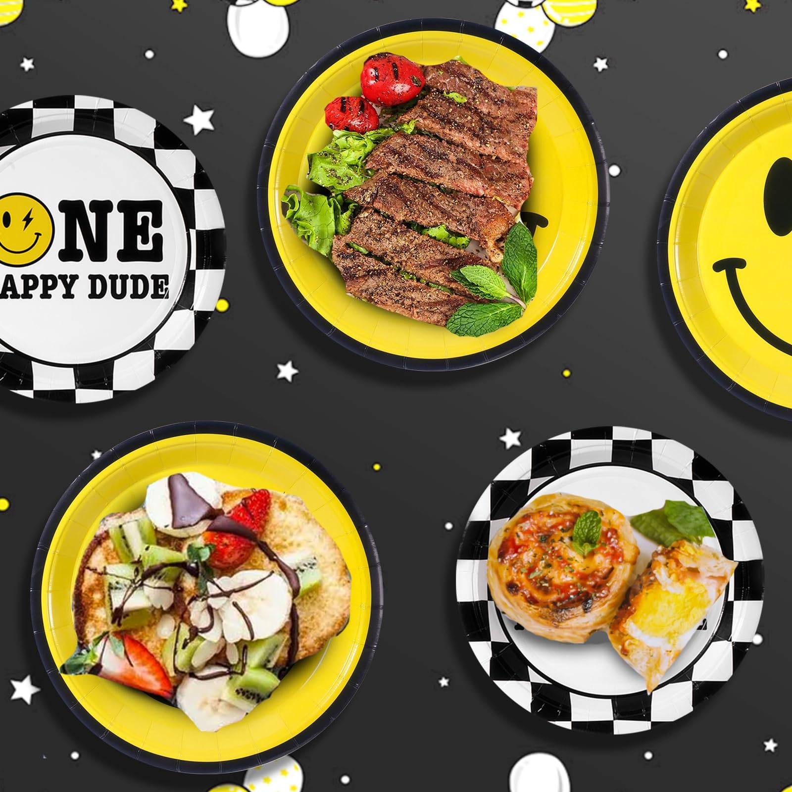 One Happy Dude Birthday Plates Yellow Smile Face Party Plates One Happy Dude Paper Plates Cups Napkins Decor Disposable Party Fa