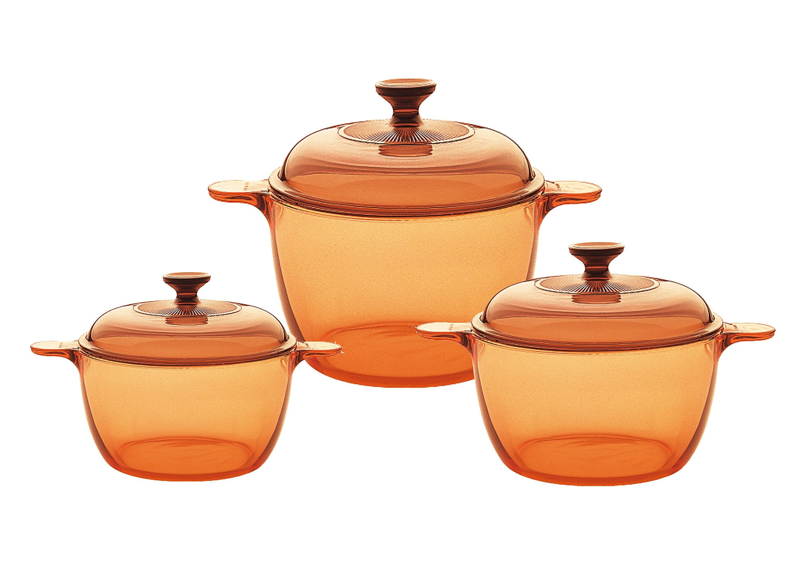 Visions 6pc Cook Pot Set with Glass Covers, Amber